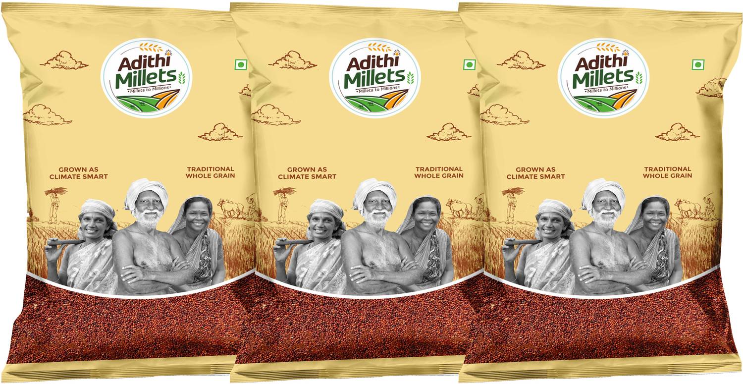 Adithi Millets Siridhanya Unpolished ORGANIC RAAGI MILLET positive grains pack of (500gm*3Pac) Ragi