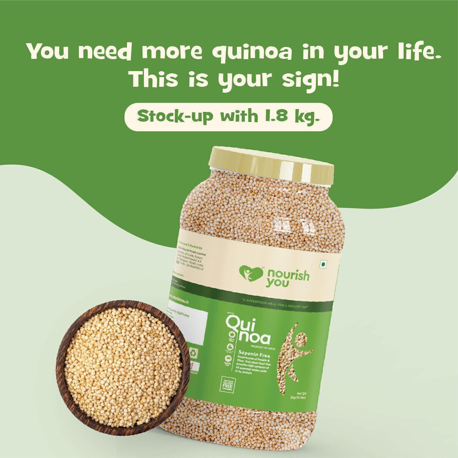 Image of Nourish You White Quinoa for Weight management Gluten Free, High Protein & Fibre (1800g) Quinoa