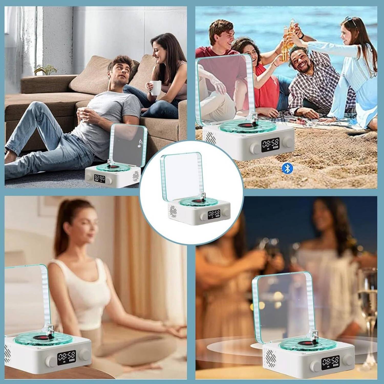 JITAHARAY Waves Vinyl Bluetooth Speaker with Water Ripple Light - Image 5