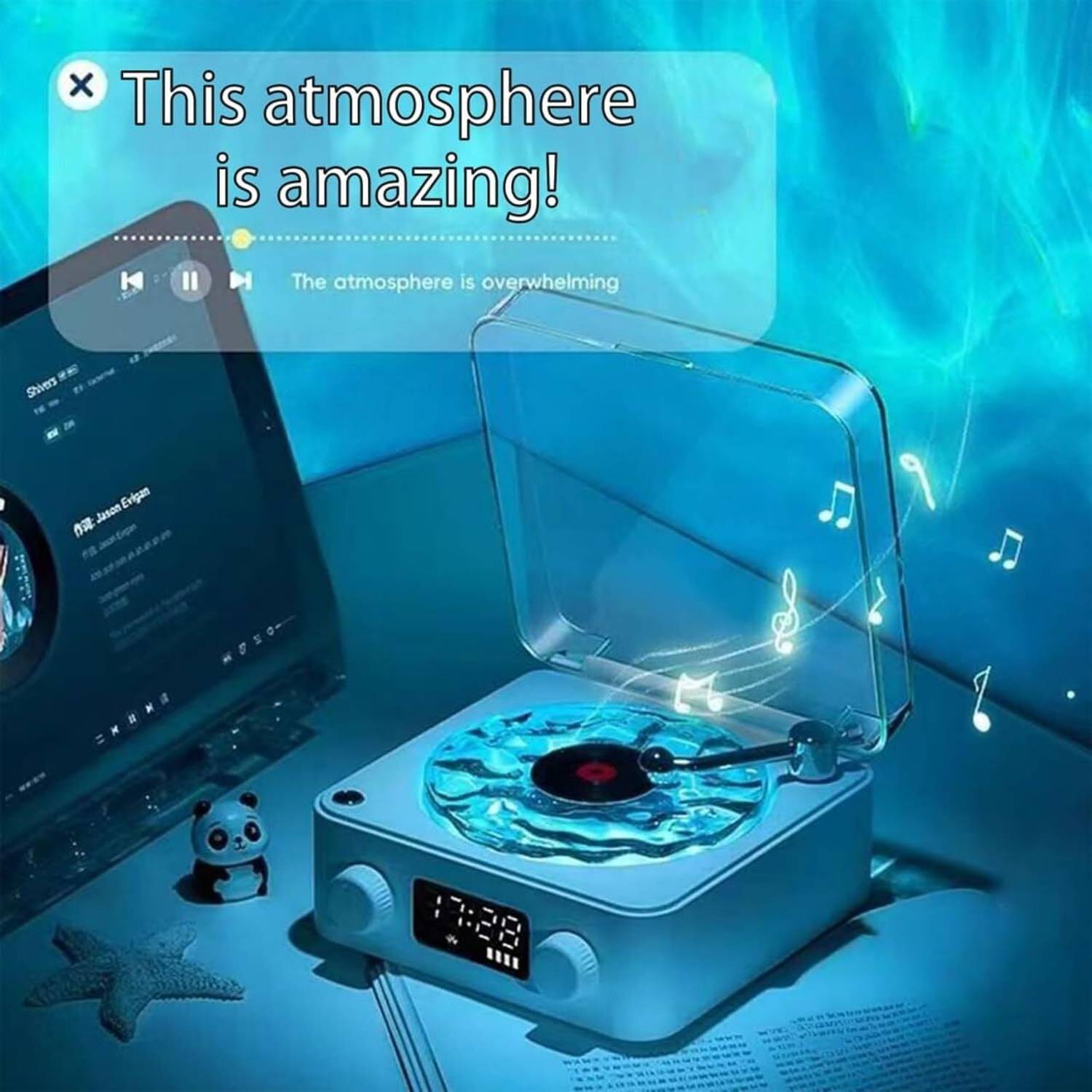 JITAHARAY Waves Vinyl Bluetooth Speaker with Water Ripple Light - Image 2
