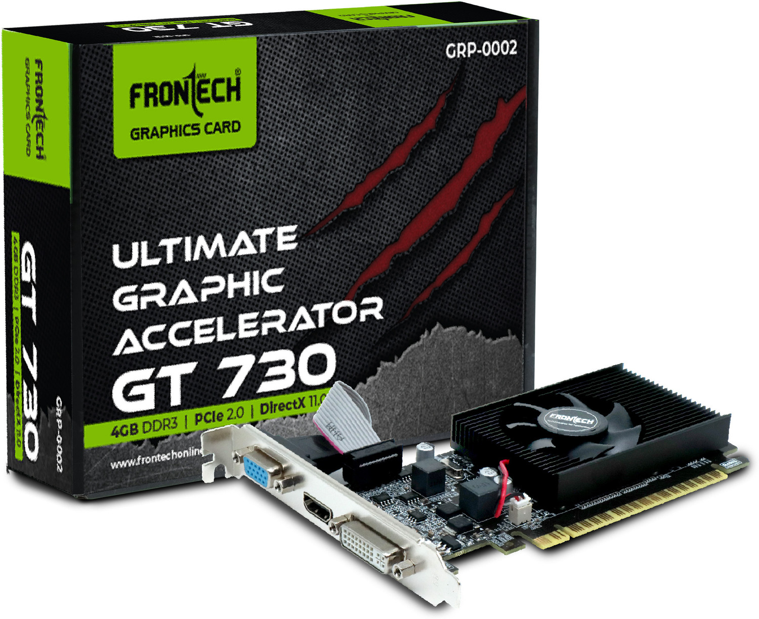 Image of Frontech GT 730 Graphics Card | 64 Bits PCIe 2.0 | High Efficiency-Gaming Card DDR3 4 GB NVIDIA Chipset 64 bit 1600 MHz Graphics Card