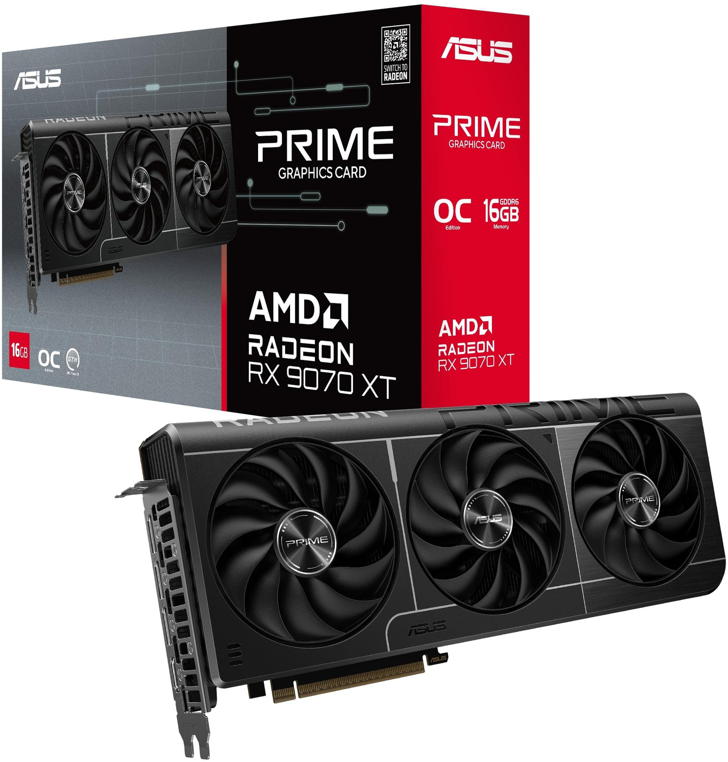 Image of ASUS PRIME-RX9070XT-O16G GDDR6 16 GB AMD Radeon Chipset 256 bit 3010 MHz Graphics Card