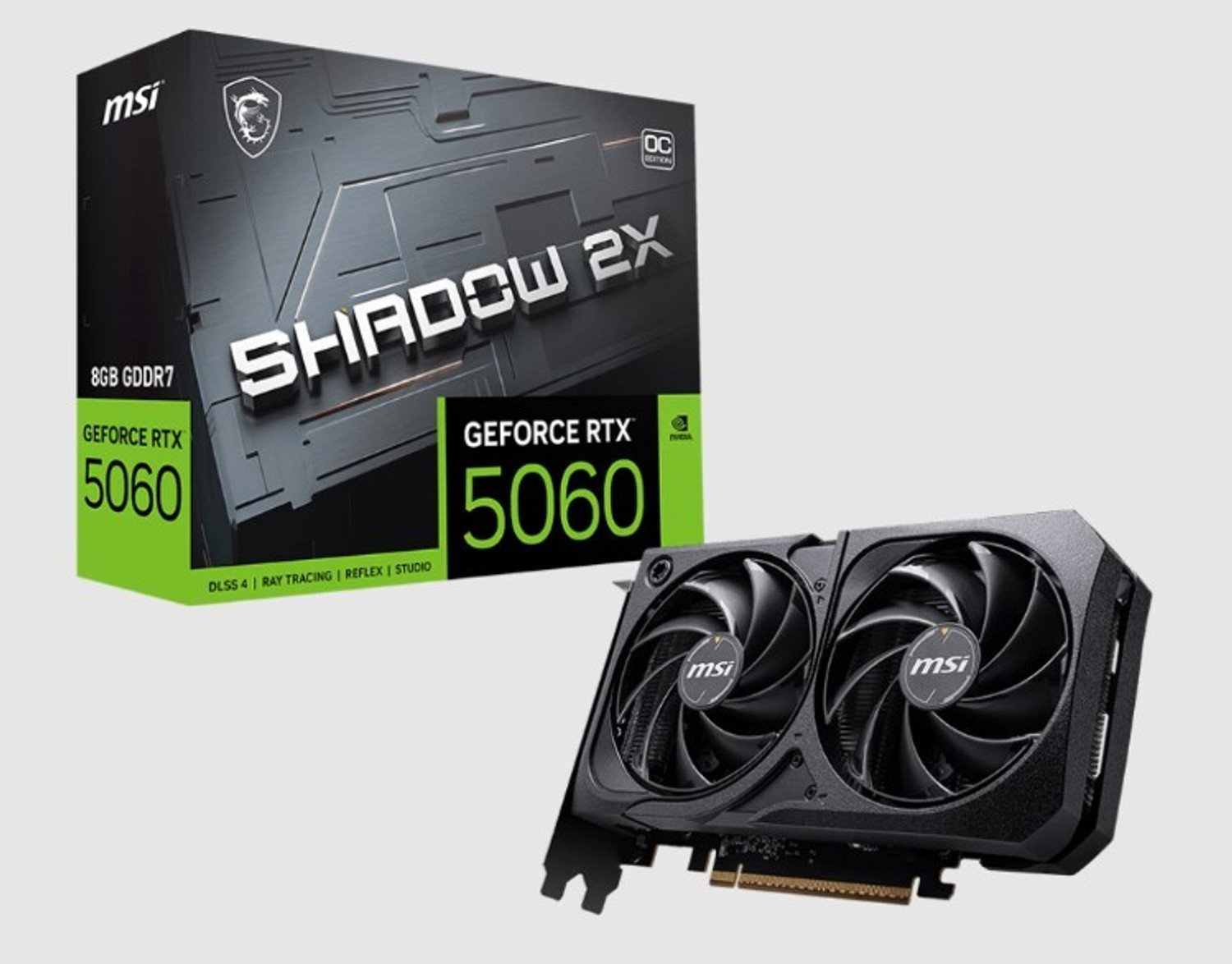 Image of MSI RTX 5060 Shadow 2X OC 8GB GDDR7 Graphics Card GDDR7 8 GB NVIDIA Chipset 128 bit 2535 MHz Graphics Card