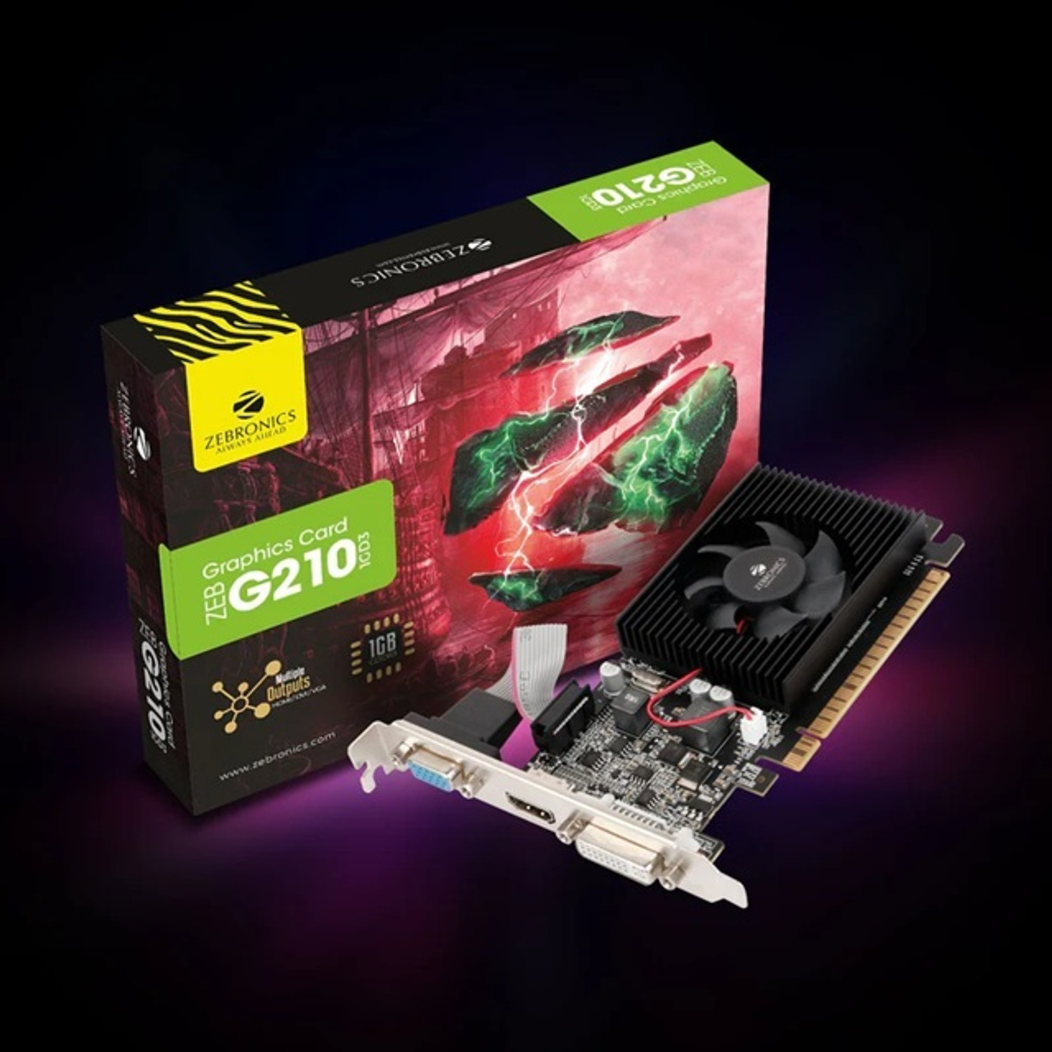 Image of ZEBRONICS ZEB-G210 1GB DDR3 1 GB NVIDIA Chipset 64 bit 1000 MHz Graphics Card