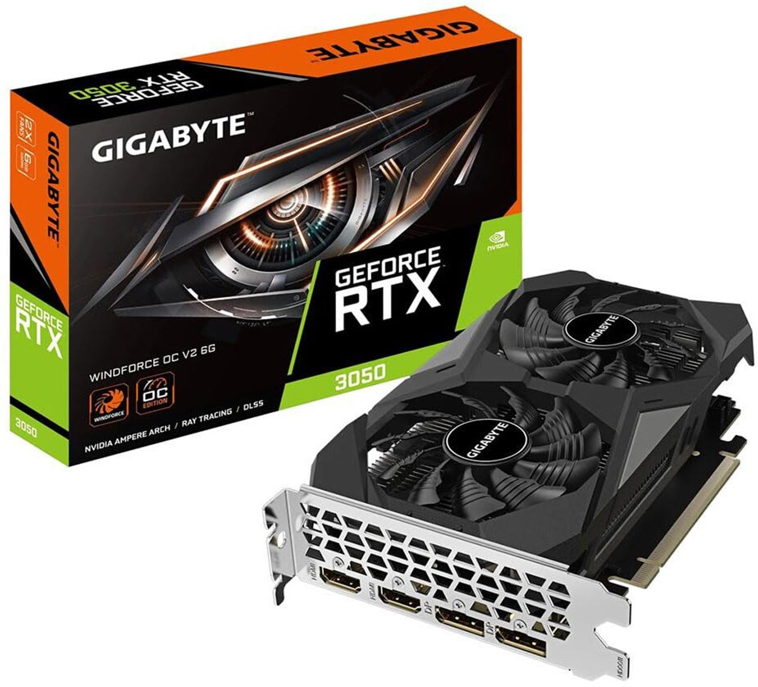 Image of GIGABYTE GV-N3050WF2OCV2-6GD GDDR6 6 GB NVIDIA Chipset 96 bit 1477 MHz Graphics Card