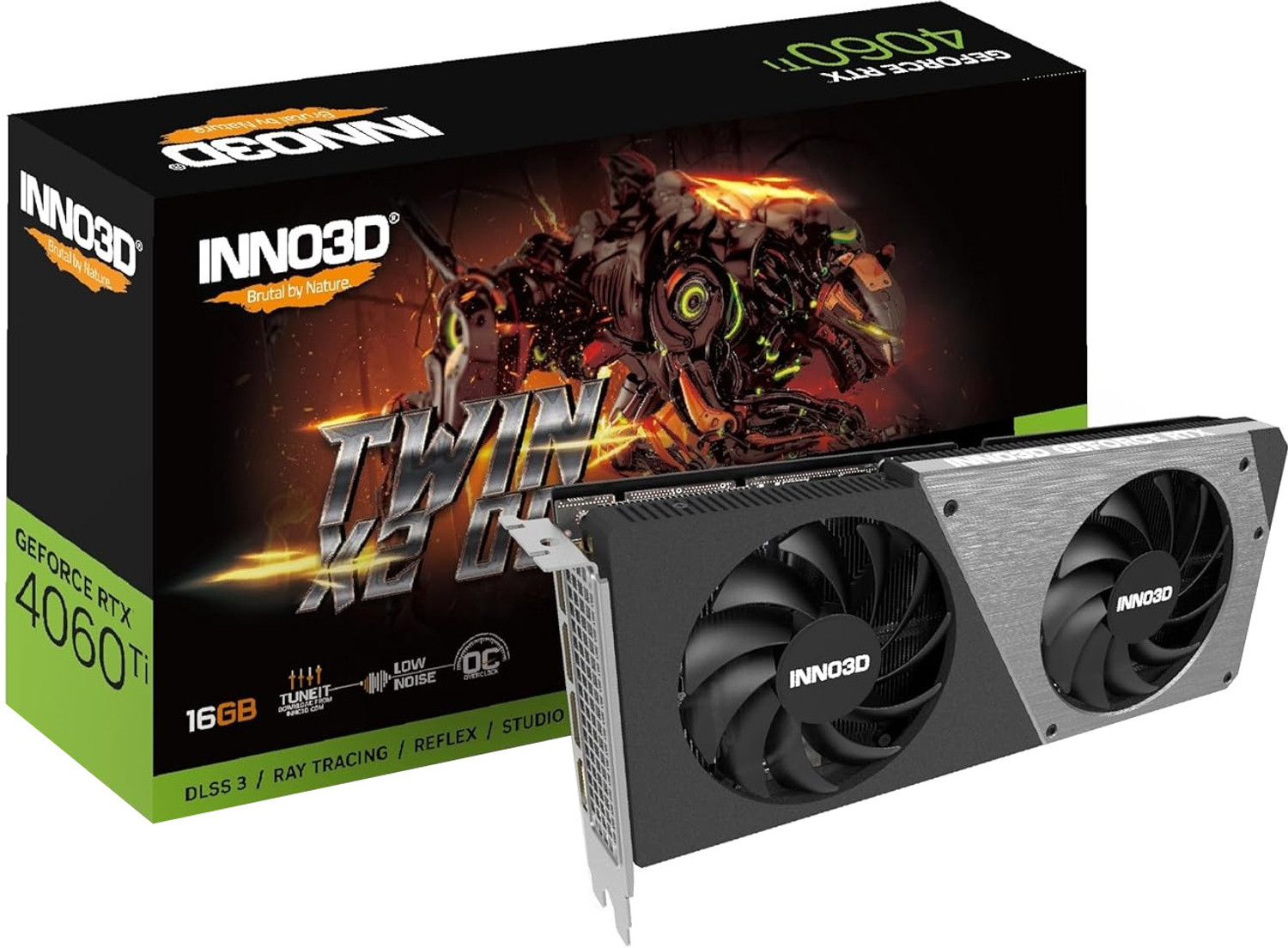 Image of Inno3D NVIDIA GEFORCE RTX 4060 TI Twin X2 OC 16GB GDDR6 128-bit GDDR6 16 GB NVIDIA Chipset 128 bit 4060 MHz Graphics Card