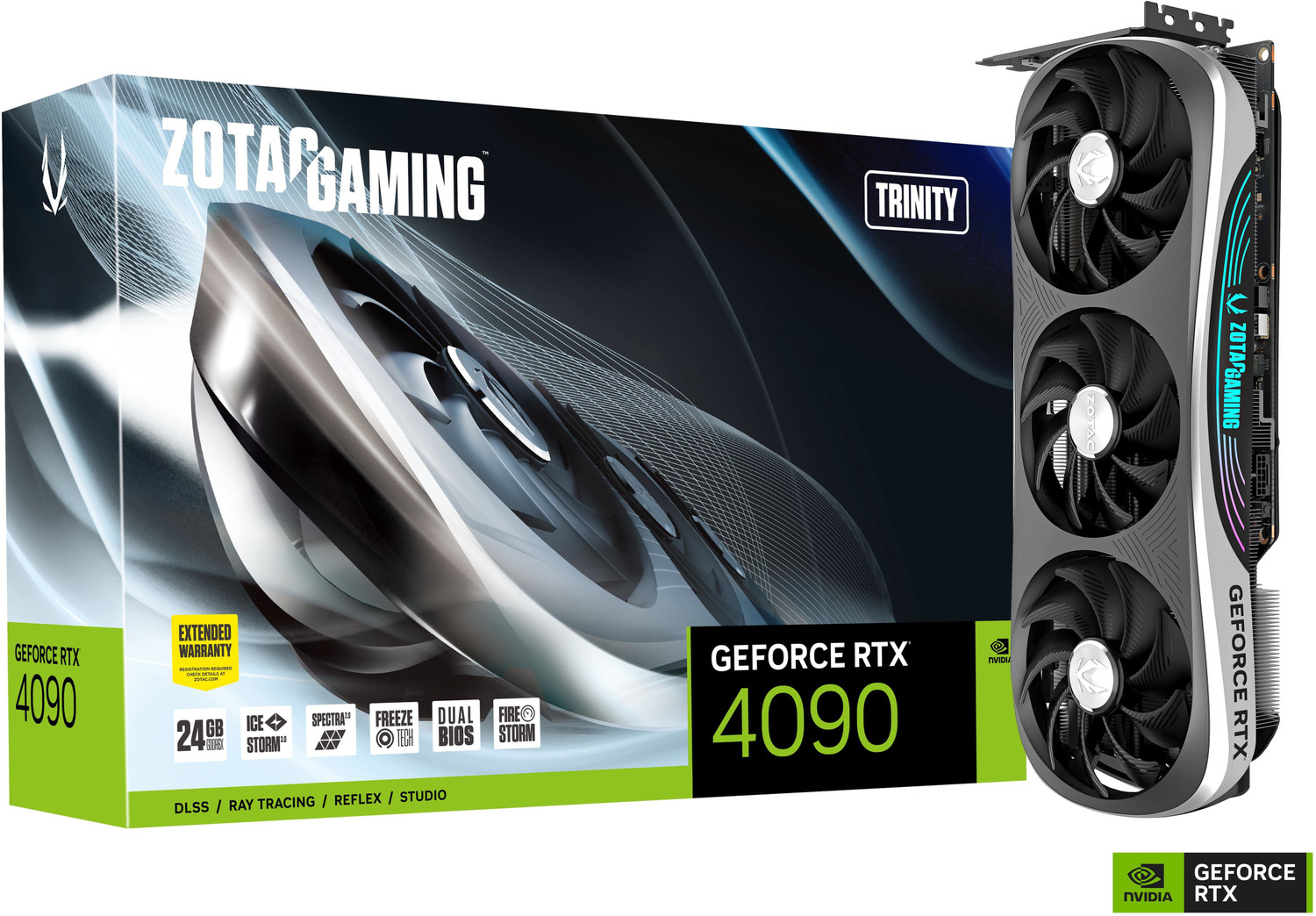 Image of ZOTAC Gaming GeForce RTX 4090 Trinity 24GB GDDR6X 384-bit PCIE 4.0 Graphics Card GDDR6X 24 GB NVIDIA Chipset 384 bit 2520 MHz Graphics Card
