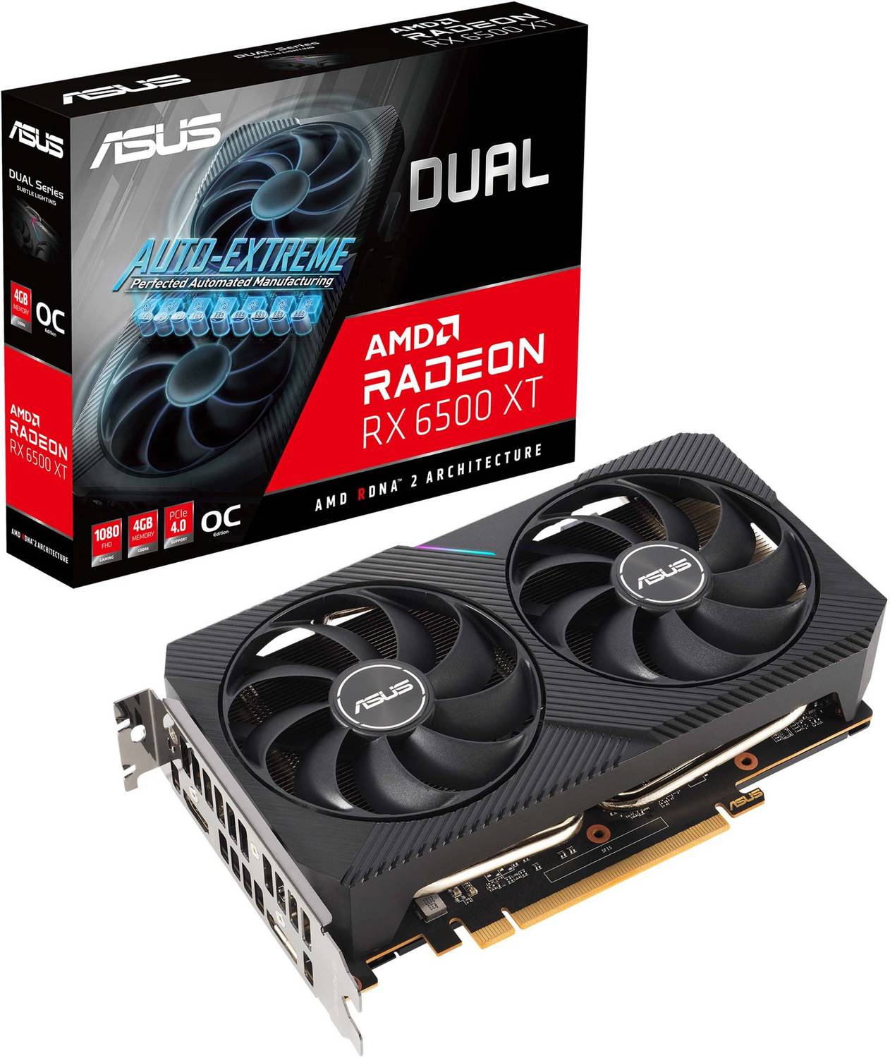 [最終値下げ]RX6500XT 4GB ジャンク ASUS Dual RX 6500XT OC GDDR6 4 GB AMD Radeon Chipset 64 bit 2820