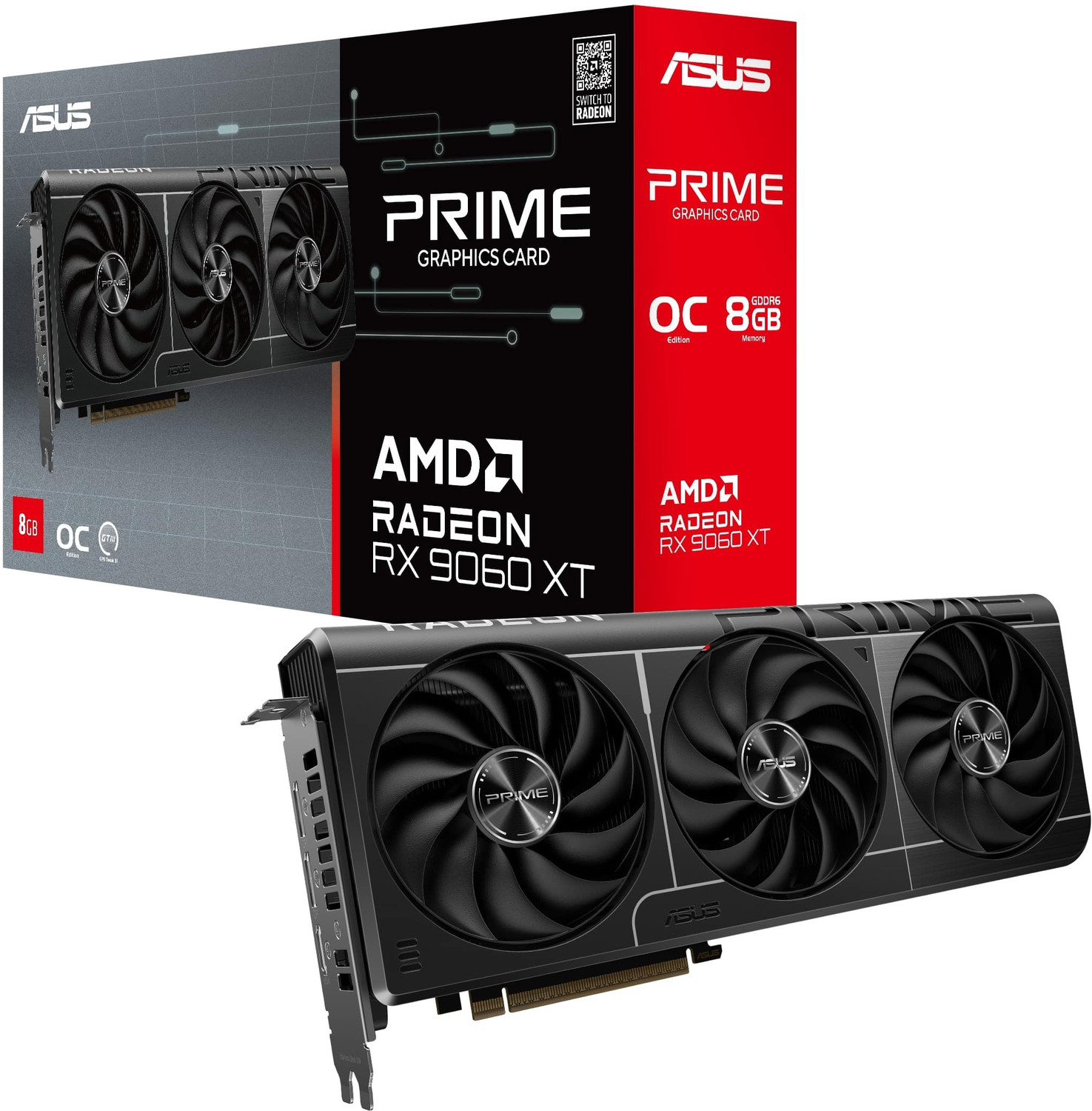 Image of ASUS PRIME-RX9060XT-O8G GDDR6 8 GB AMD Radeon Chipset 128 bit 3310 MHz Graphics Card