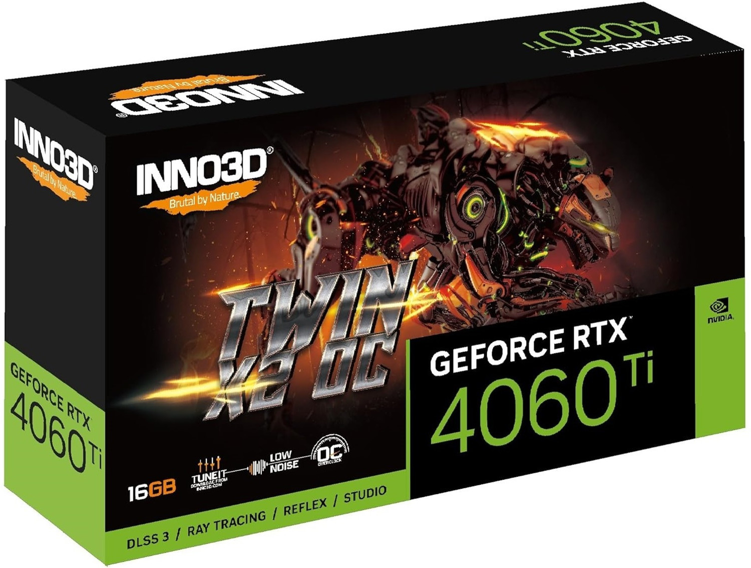 Image of Inno3D NVIDIA GEFORCE RTX 4060 TI Twin X2 OC 16GB GDDR6 128-bit GDDR6 16 GB NVIDIA Chipset 128 bit 4060 MHz Graphics Card