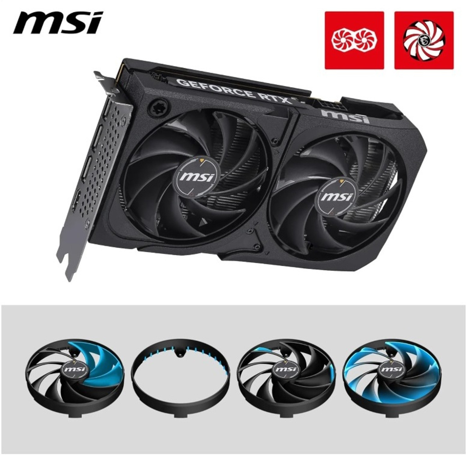 Image of MSI GEFORCE RTX 5050 8G SHADOW 2X OC GDDR6 8 GB NVIDIA Chipset 128 bit 2317 MHz Graphics Card
