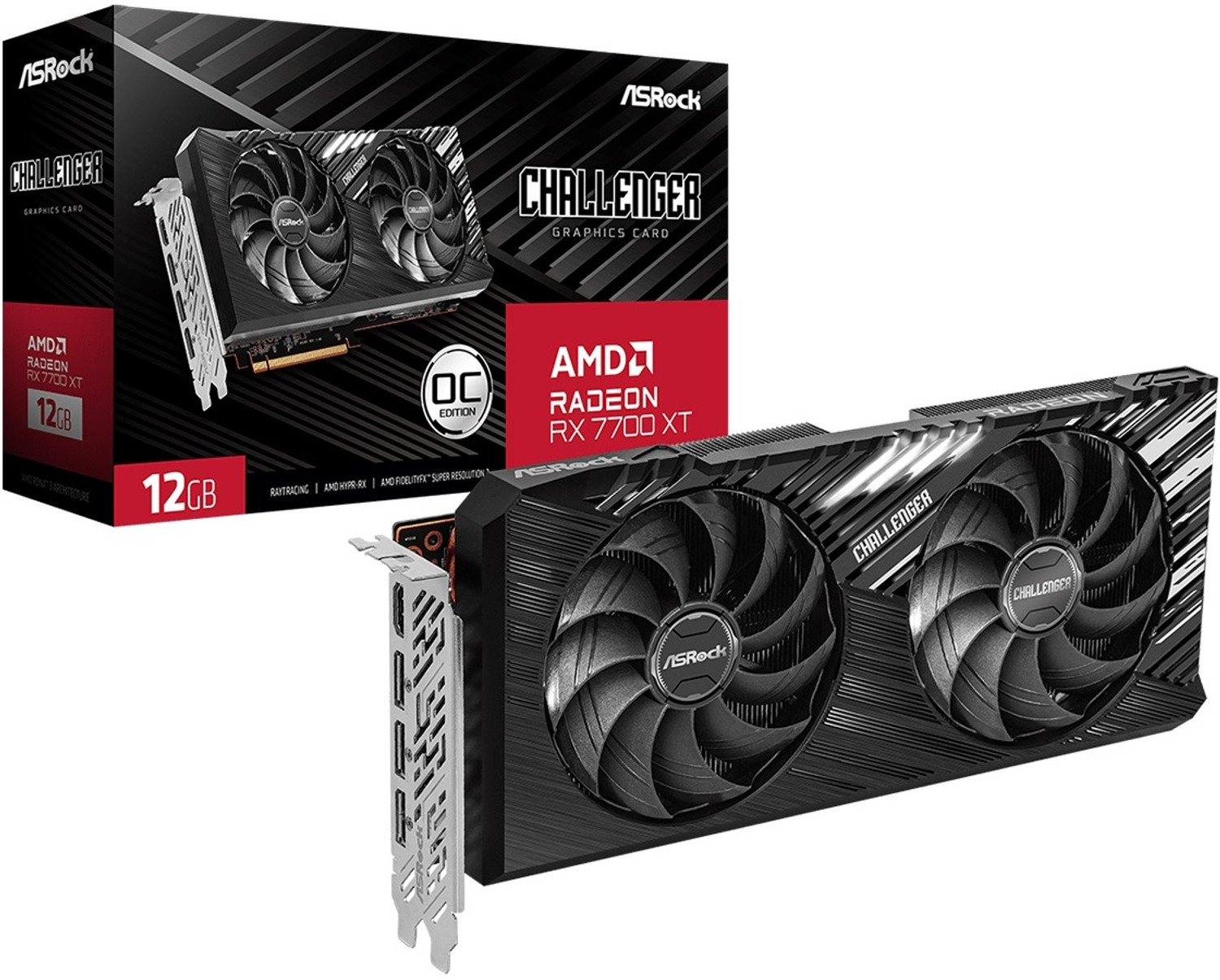 Image of ASRock RX 7700 XT GDDR6 12 GB AMD Radeon Chipset 192 bit 2584 MHz Graphics Card