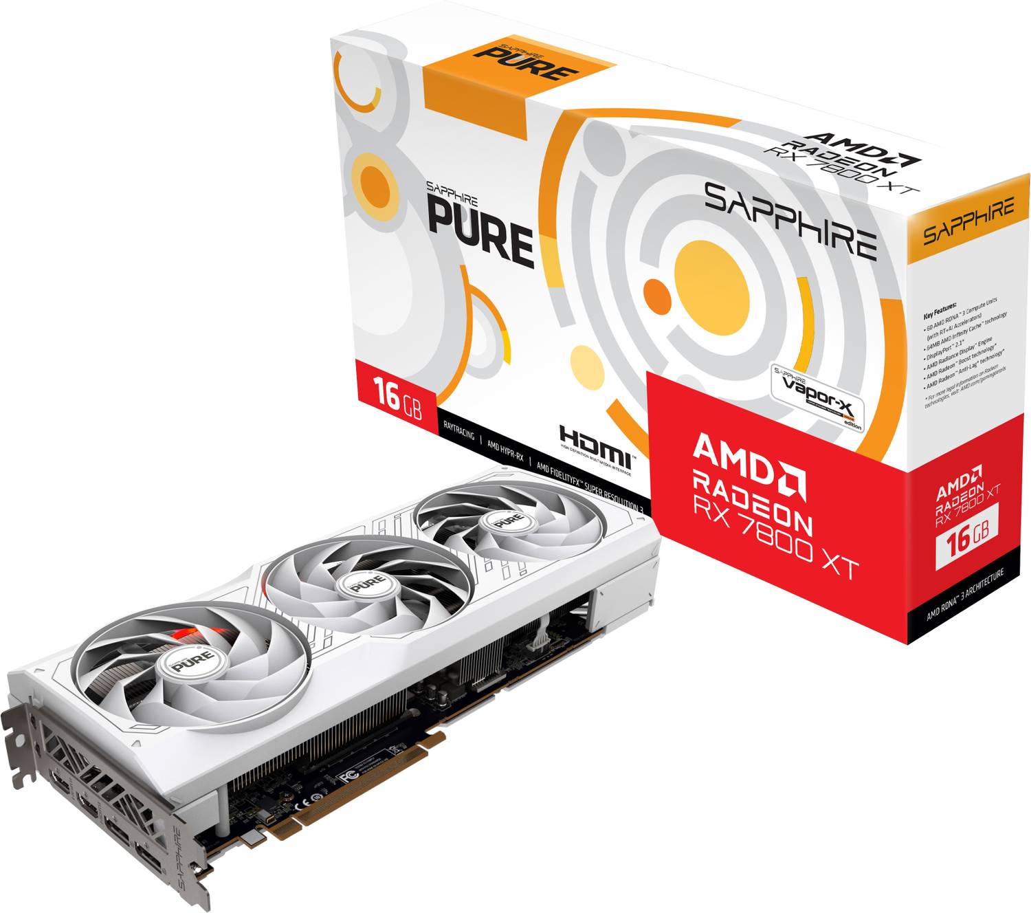 グラフィックボード・グラボ・ビデオカード Sapphire Radeon RX 7800 XT 16GB PURE Sapphire PURE AMD Radeon RX 7800 XT 16GB GDDR6 16 GB AMD/ATI