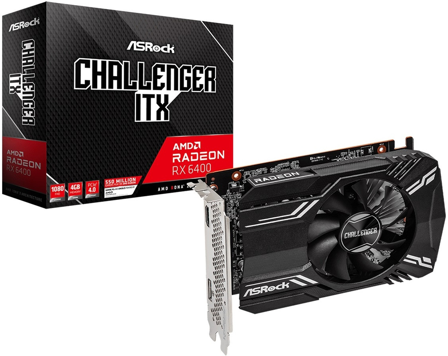 Image of ASRock RX 6400 GDDR6 4 GB AMD Radeon Chipset 64 bit 2321 MHz Graphics Card