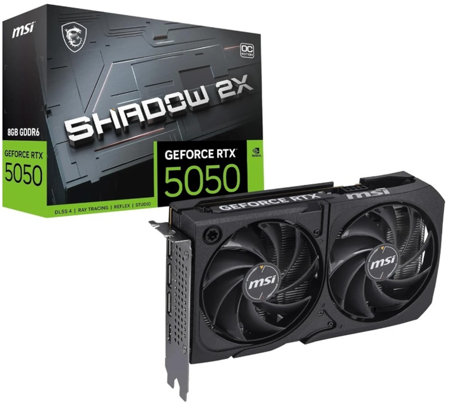 Image of MSI GEFORCE RTX 5050 8G SHADOW 2X OC GDDR6 8 GB NVIDIA Chipset 128 bit 2317 MHz Graphics Card