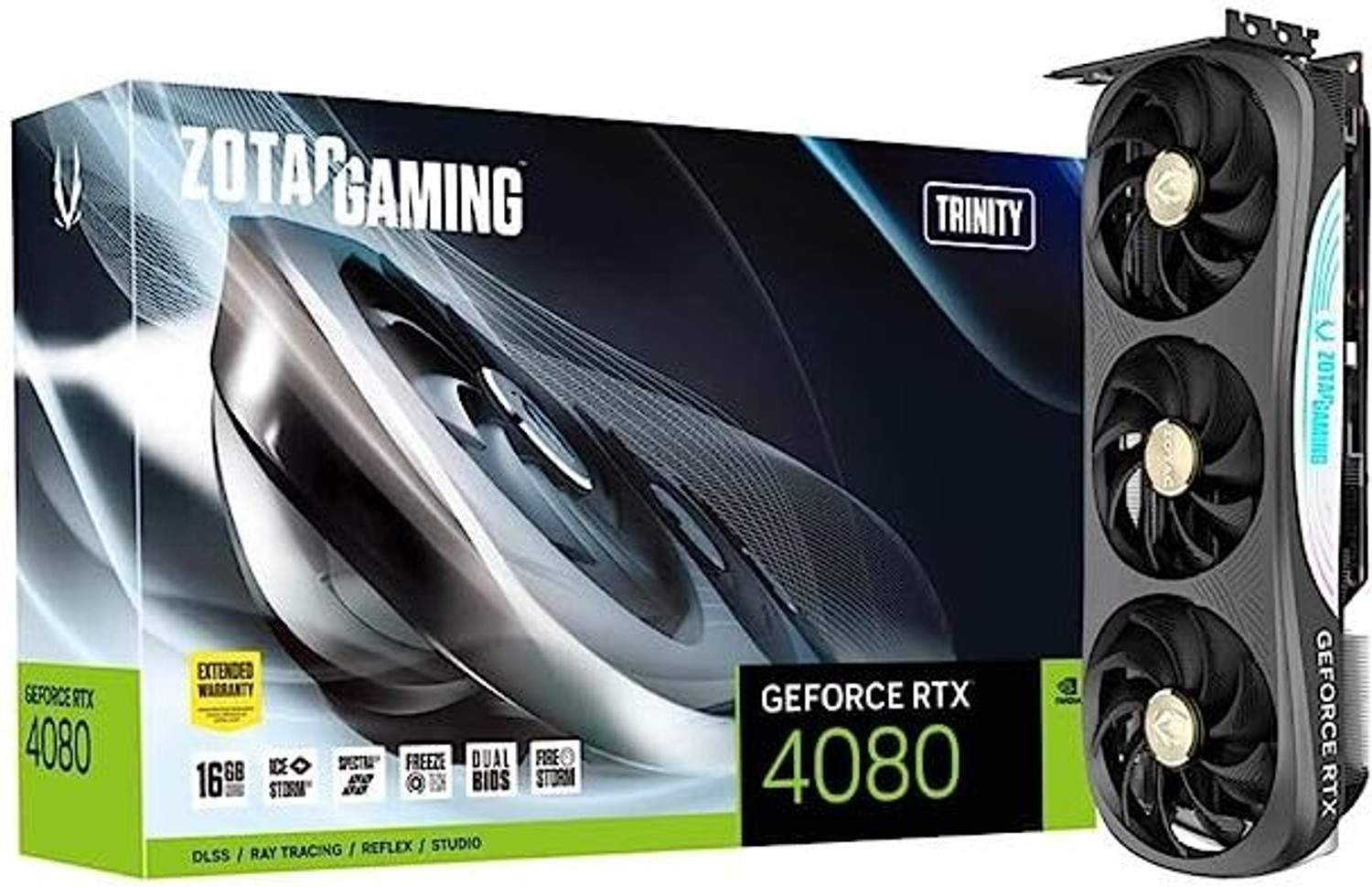 Image of ZOTAC GAMING GeForce RTX 4080 Trinity GDDR6X 16 GB NVIDIA Chipset 256 bit 2505 MHz Graphics Card