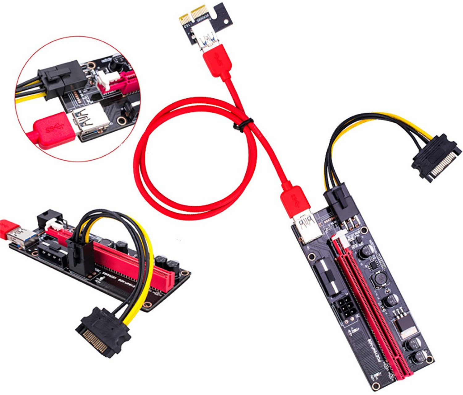 Image of Nextar GPU Expansion Card Usb 3.0 PCI-E 1X to 16X Extender Riser Ver 009s Card GDDR4 16 GB NVIDIA Chipset 64 bit 120 MHz Graphics Card