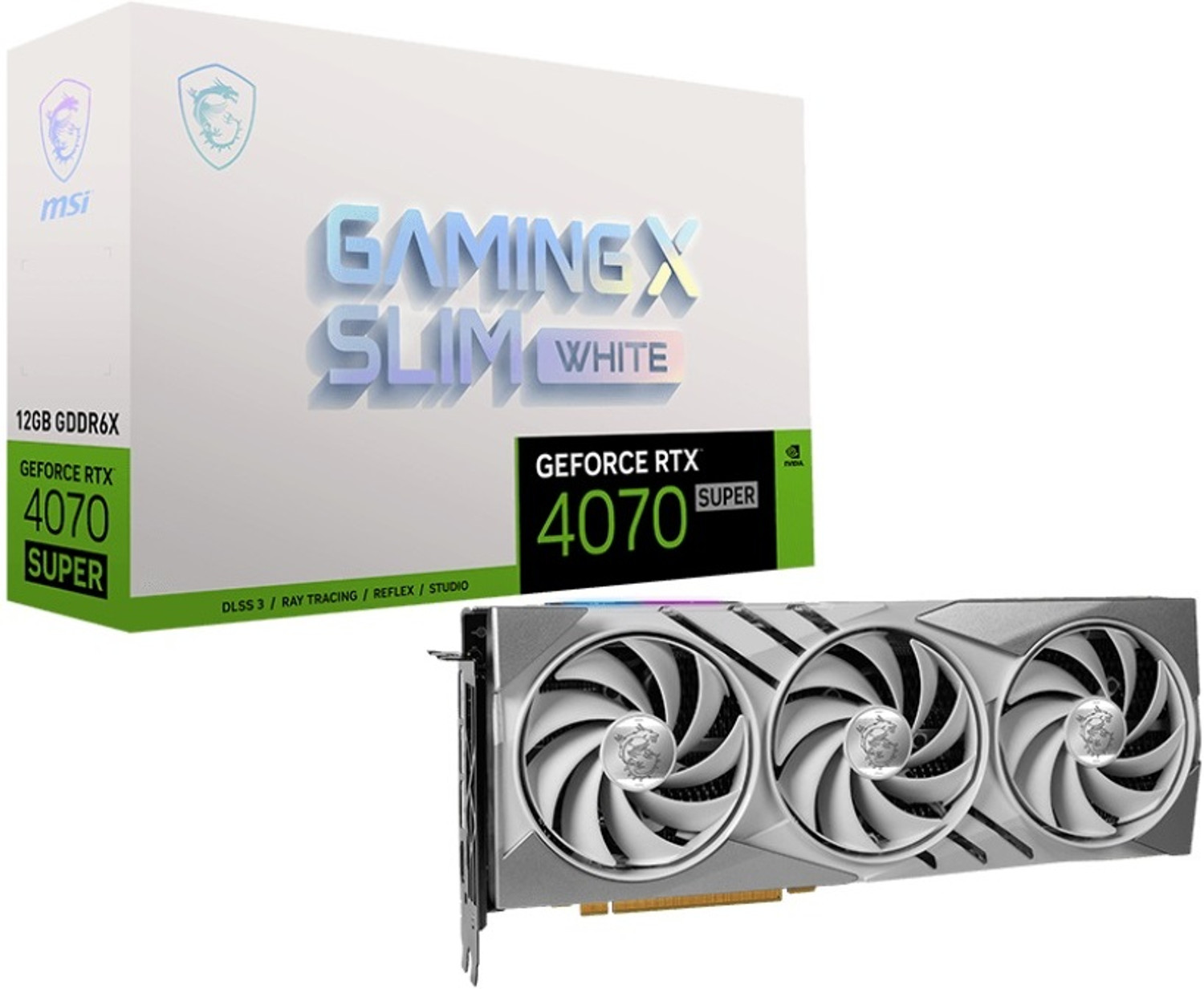 Image of MSI GeForce RTX 4070 SUPER 12G GAMING X SLIM WHITE GDDR6X 12 GB NVIDIA Chipset 192 bit 2640 MHz Graphics Card