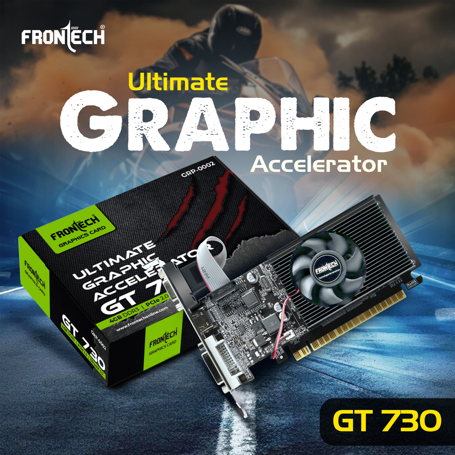 Image of Frontech GT 730 Graphics Card | 64 Bits PCIe 2.0 | High Efficiency-Gaming Card DDR3 4 GB NVIDIA Chipset 64 bit 1600 MHz Graphics Card