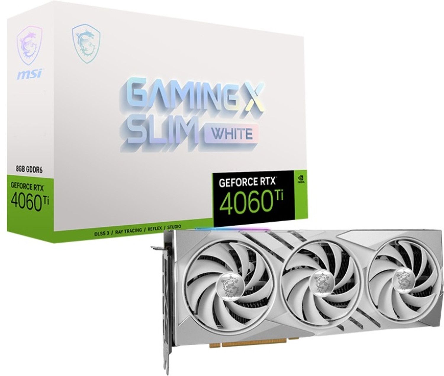 Image of MSI GeForce RTX 4060 Ti GAMING X SLIM WHITE 8G GDDR6 8 GB NVIDIA Chipset 128 bit 2670 MHz Graphics Card