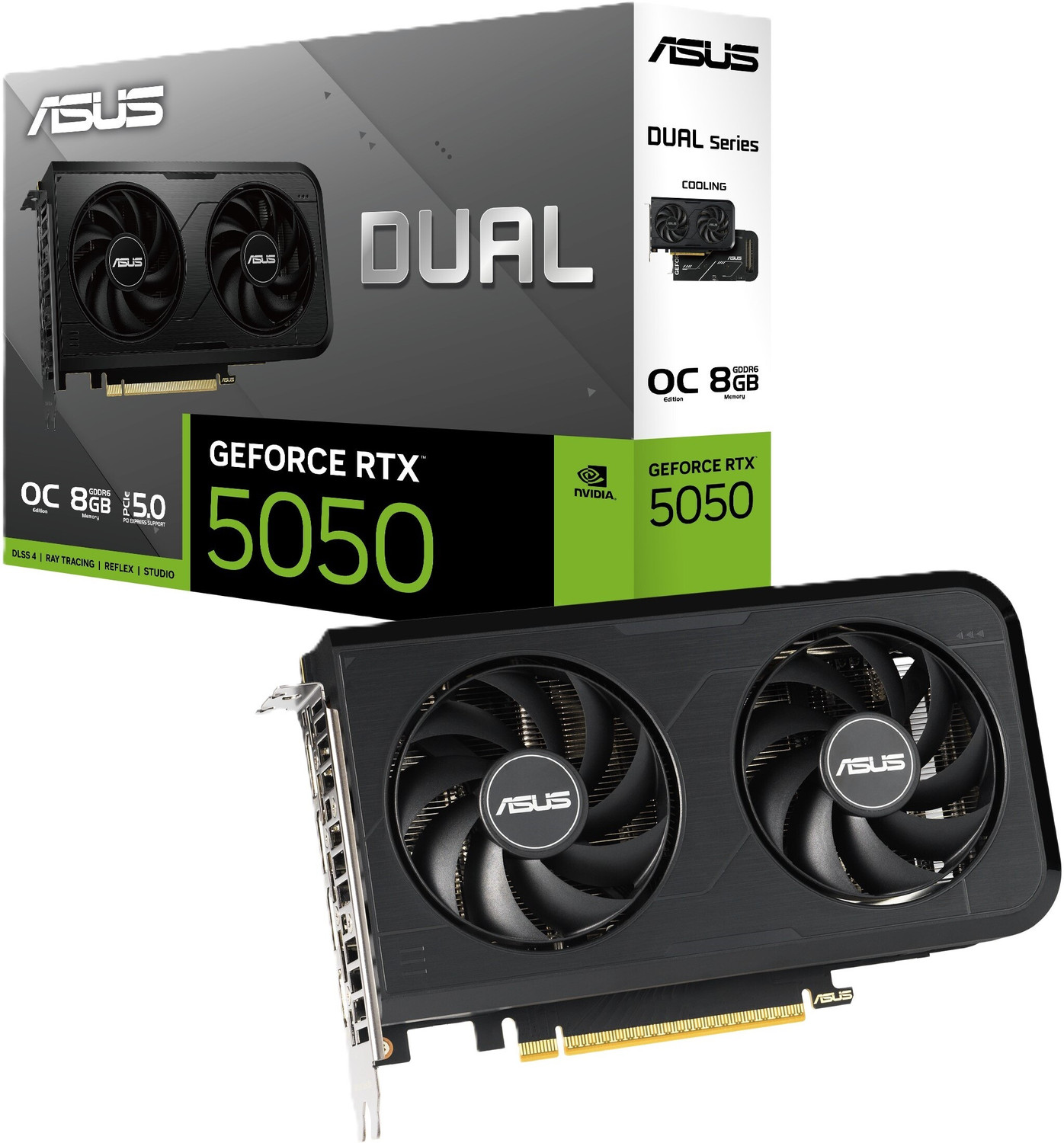 Image of ASUS Dual GeForce RTX 5050 8GB GDDR6 OC Edition Graphic Card DUAL-RTX5050-O8G GDDR6 8 GB NVIDIA Chipset 128 bit 2572 MHz Graphics Card