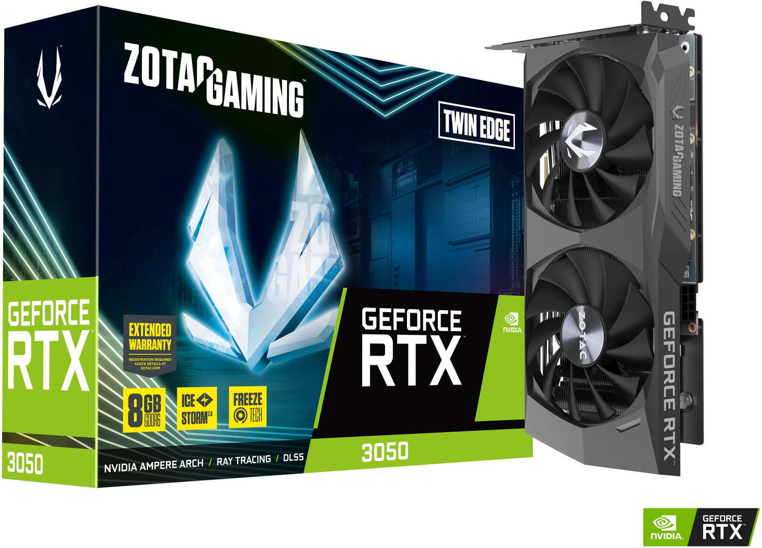 Image of ZOTAC GAMING GeForce RTX 3050 Twin Edge GDDR6 8 GB NVIDIA Chipset 128 bit 1777 MHz Graphics Card