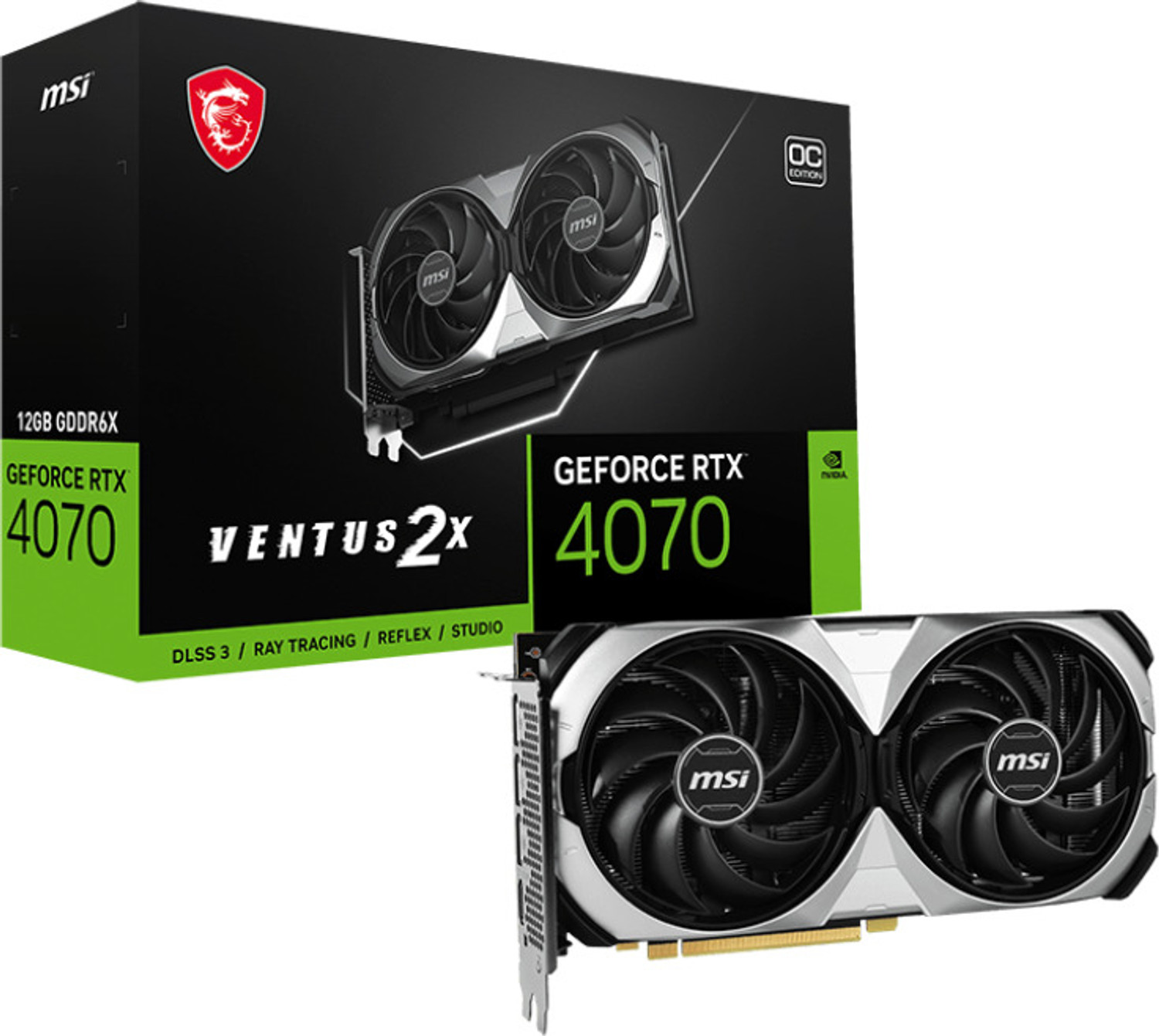 Image of MSI GeForce RTX 4070 VENTUS 2X 12G OC GDDR6X 12 GB NVIDIA Chipset 192 bit 2520 MHz Graphics Card