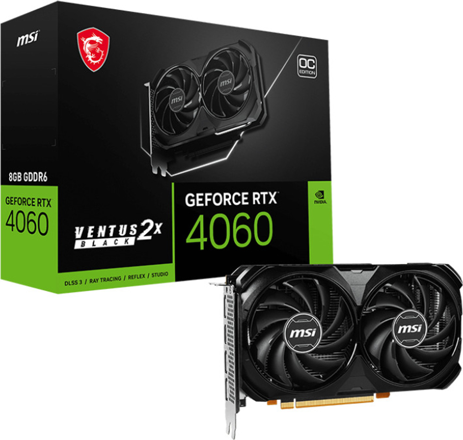 MSI GeForce RTX 4060 VENTUS 2X BLACK 8G OC GDDR6 8 GB NVIDIA Chipset ...