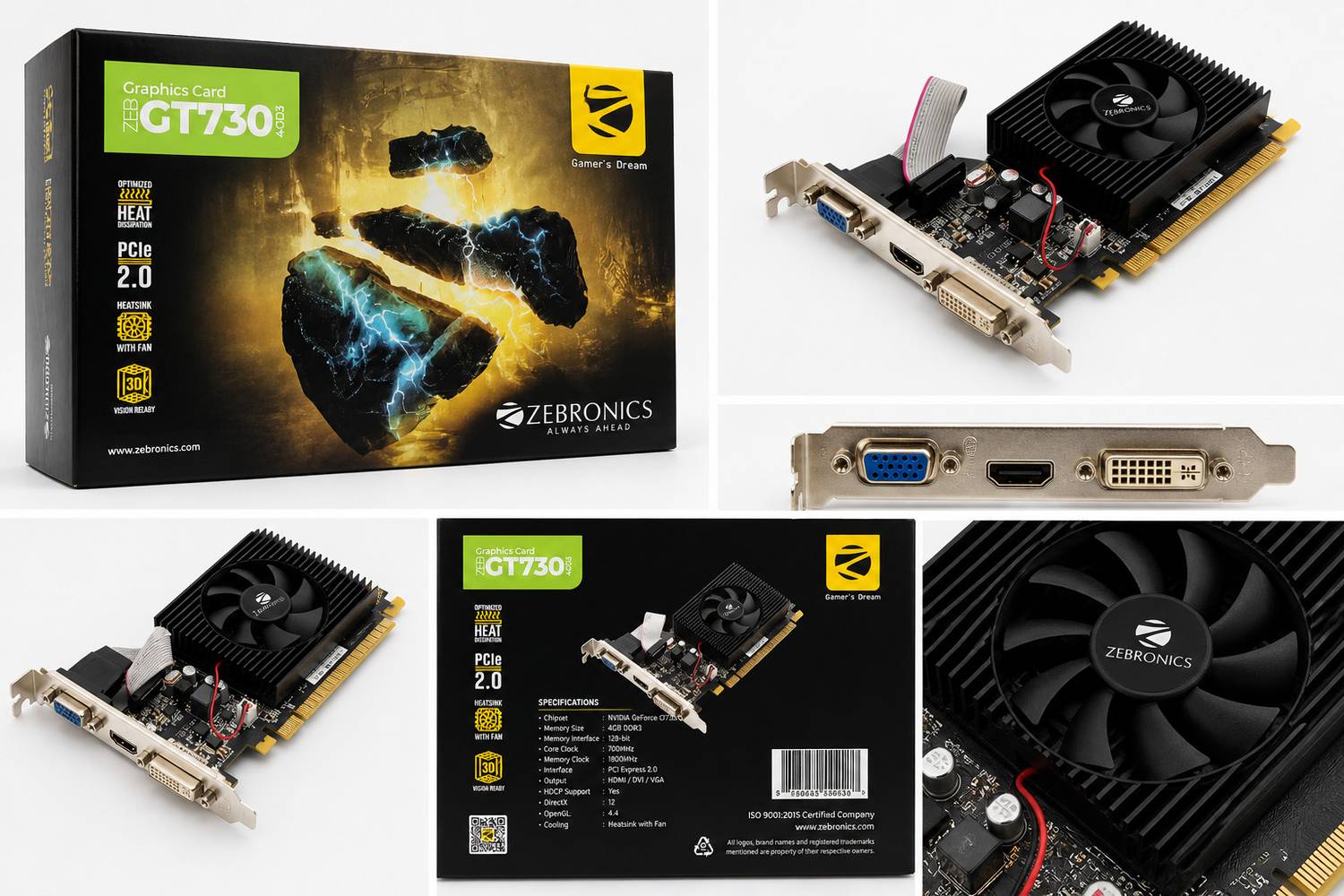 AARVEX GT 730 4GB GDDR3 GPU DDR3 4 GB NVIDIA Chipset 64 bit 1800