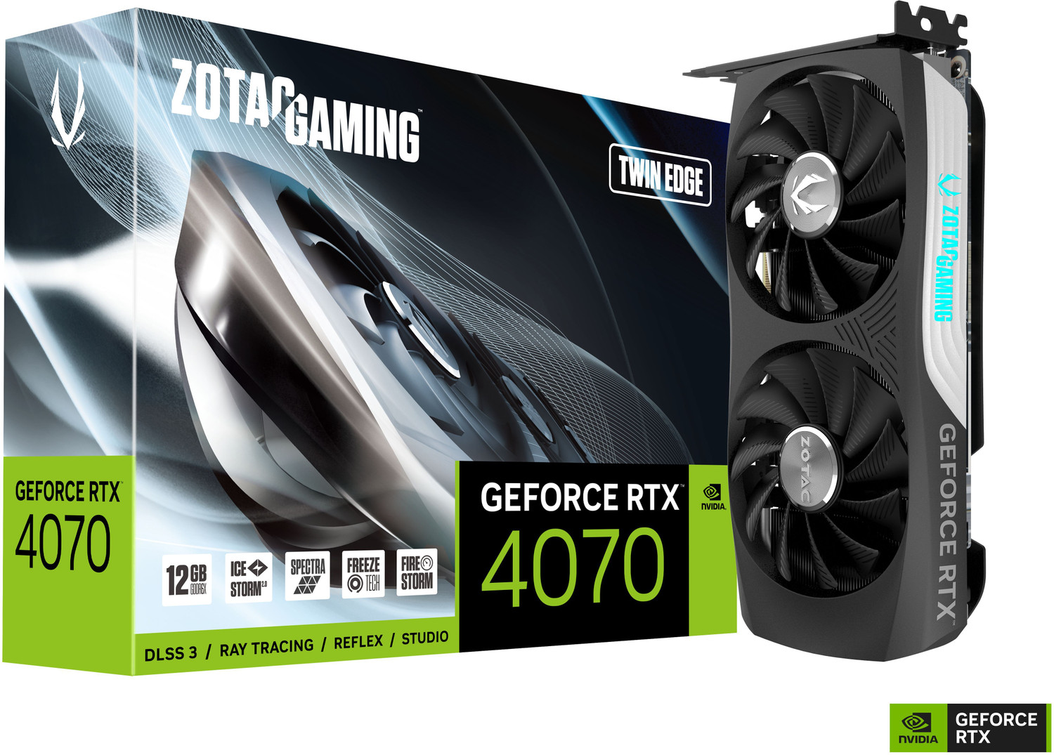 Image of ZOTAC GAMING GeForce RTX 4070 Twin Edge GDDR6X 12 GB NVIDIA Chipset 192 bit 2475 MHz Graphics Card