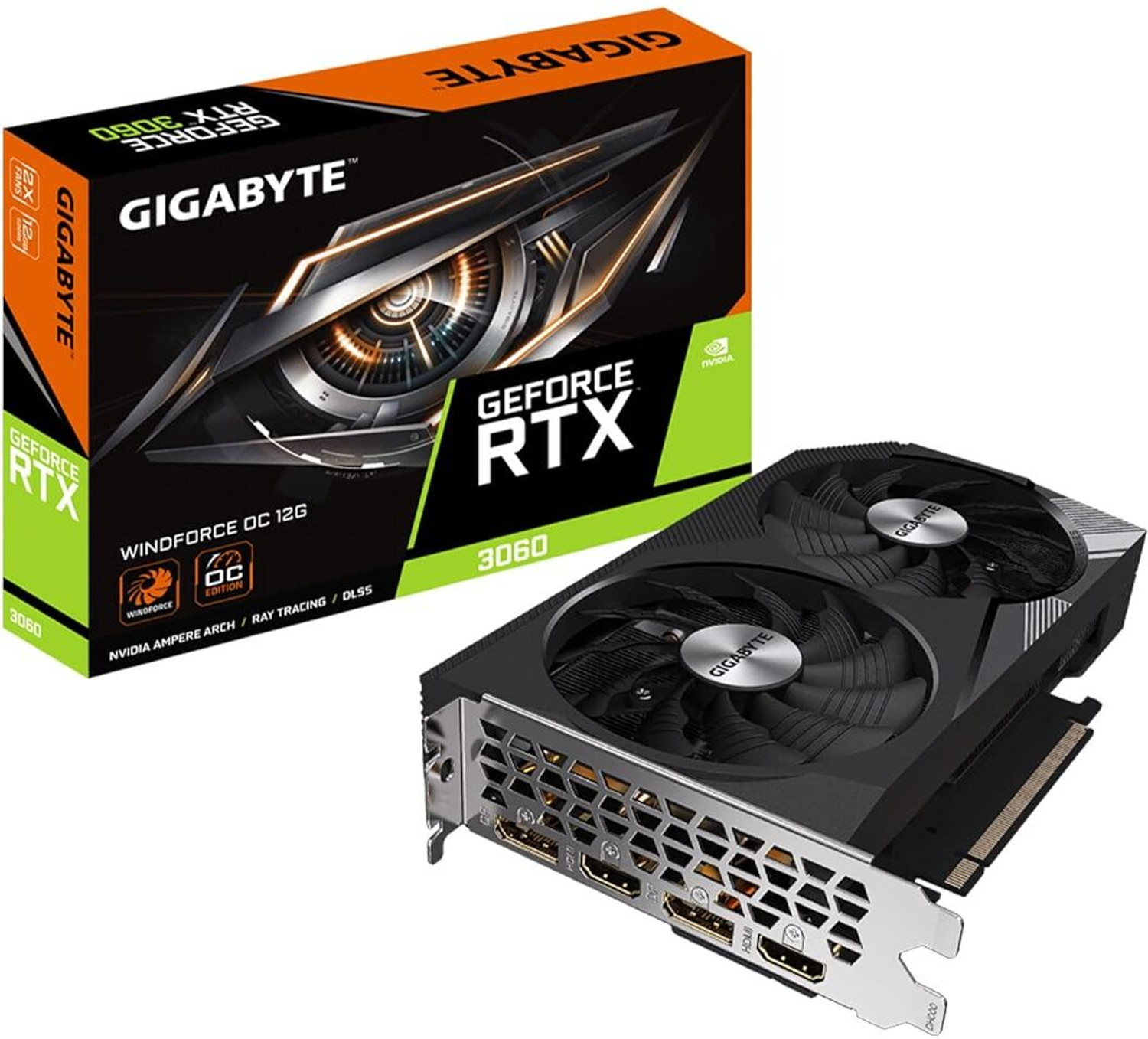 Image of GIGABYTE GV-N3060WF2OC-12GD GDDR6 12 GB NVIDIA Chipset 192 bit 1806 MHz Graphics Card