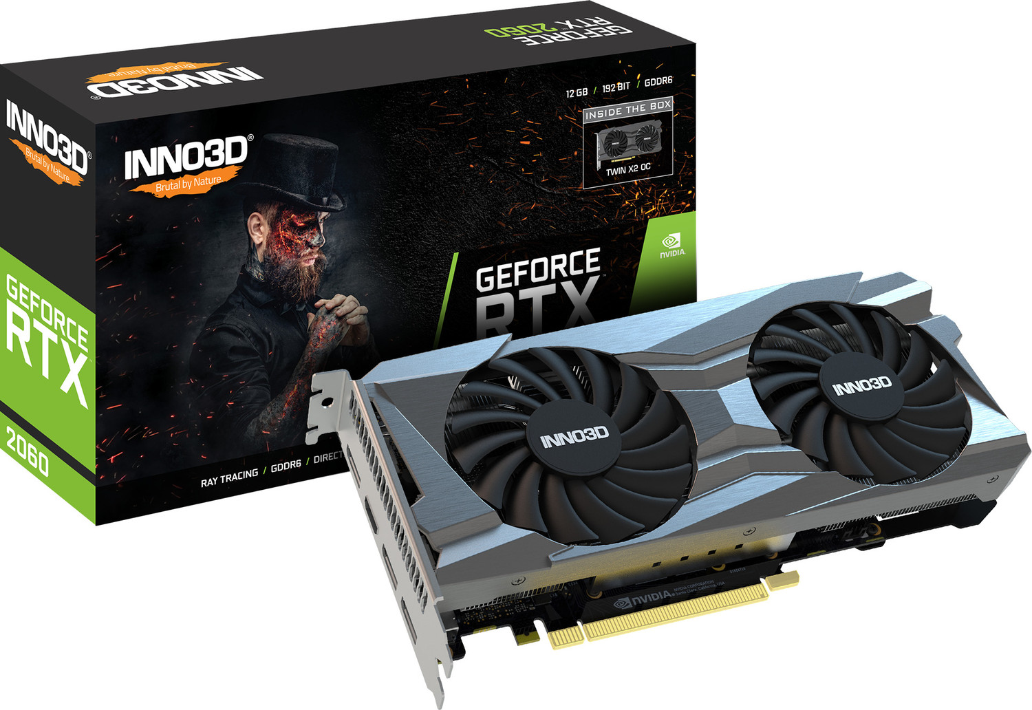 Image of Inno3D GEFORCE RTX 2060 Twin X2 GDDR6 6 GB NVIDIA Chipset 192 bit 1680 MHz Graphics Card