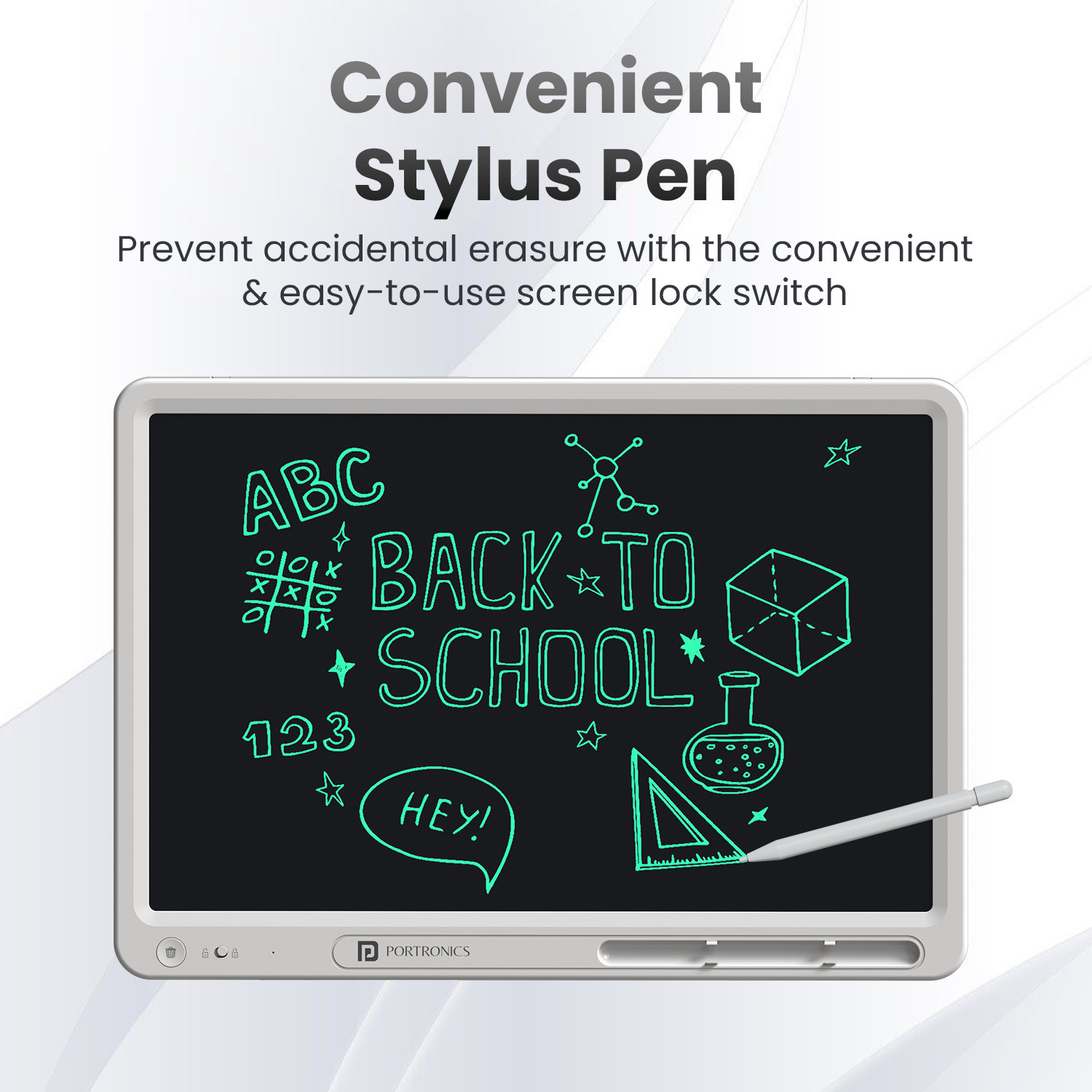 Image of Portronics Ruffpad 21 Pro , 21-Inch LCD Writing Pad with Stylus, One-Tap Erase & Smart Lock 17.5 x 13 inch Graphics Tablet Connectivity - Wireless