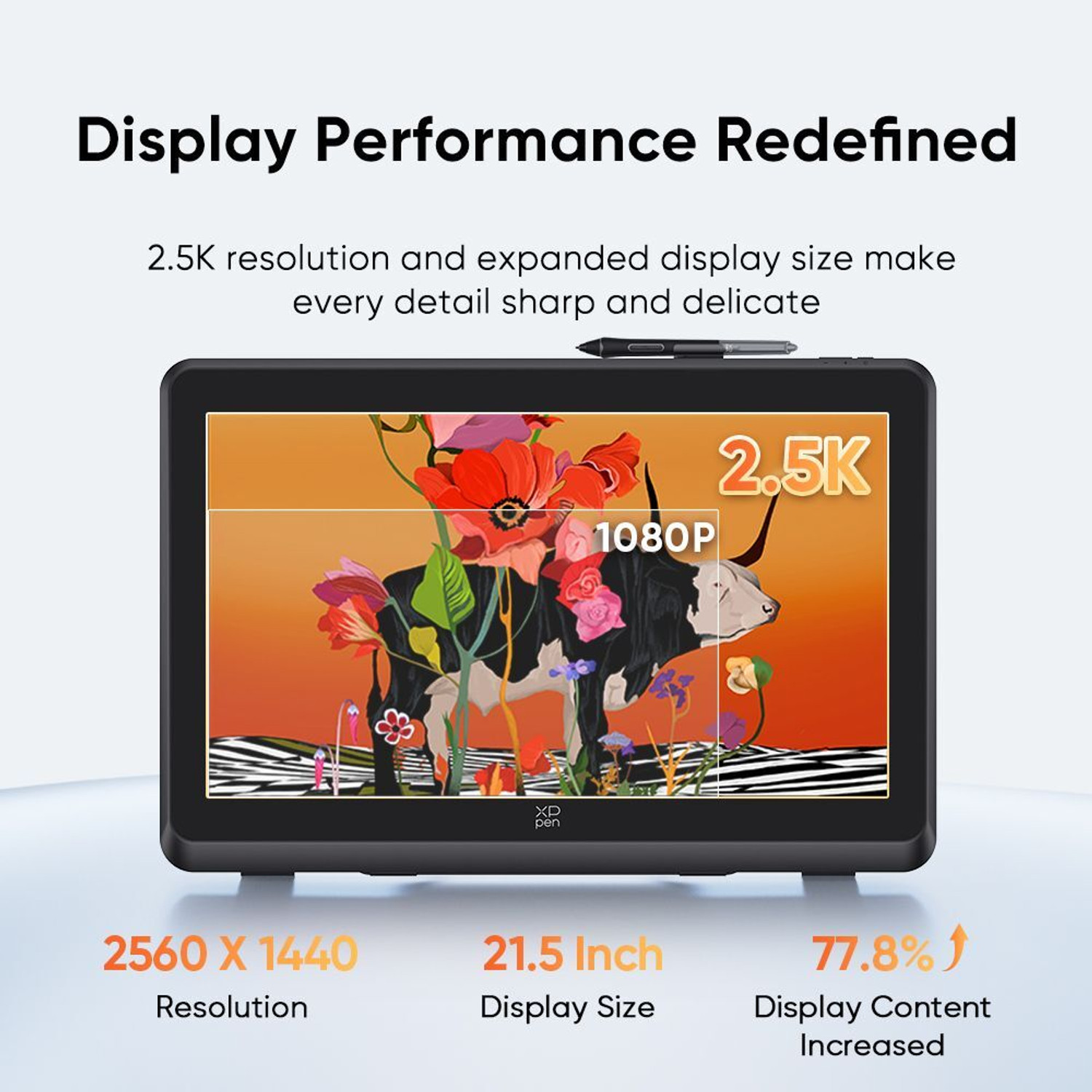 Image of XP Pen Artist Pro 22 Gen 2 XPPen Artist Pro 22 Gen2 2.5K QHD Drawing Tablet with Screen, 16384 Stylus 18.72 x 10.53 inch Graphics Tablet Connectivity - Bluetooth