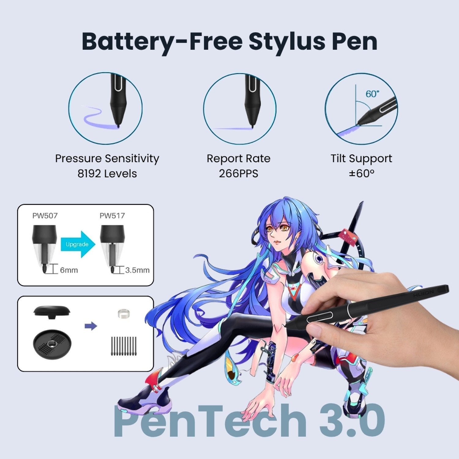 Image of HUION Kamvas 13 Pen Display Tablet, 13.3 inch, Stand, 8192 Pressure 13.3 x 8.5 inch Graphics Tablet Connectivity - USB