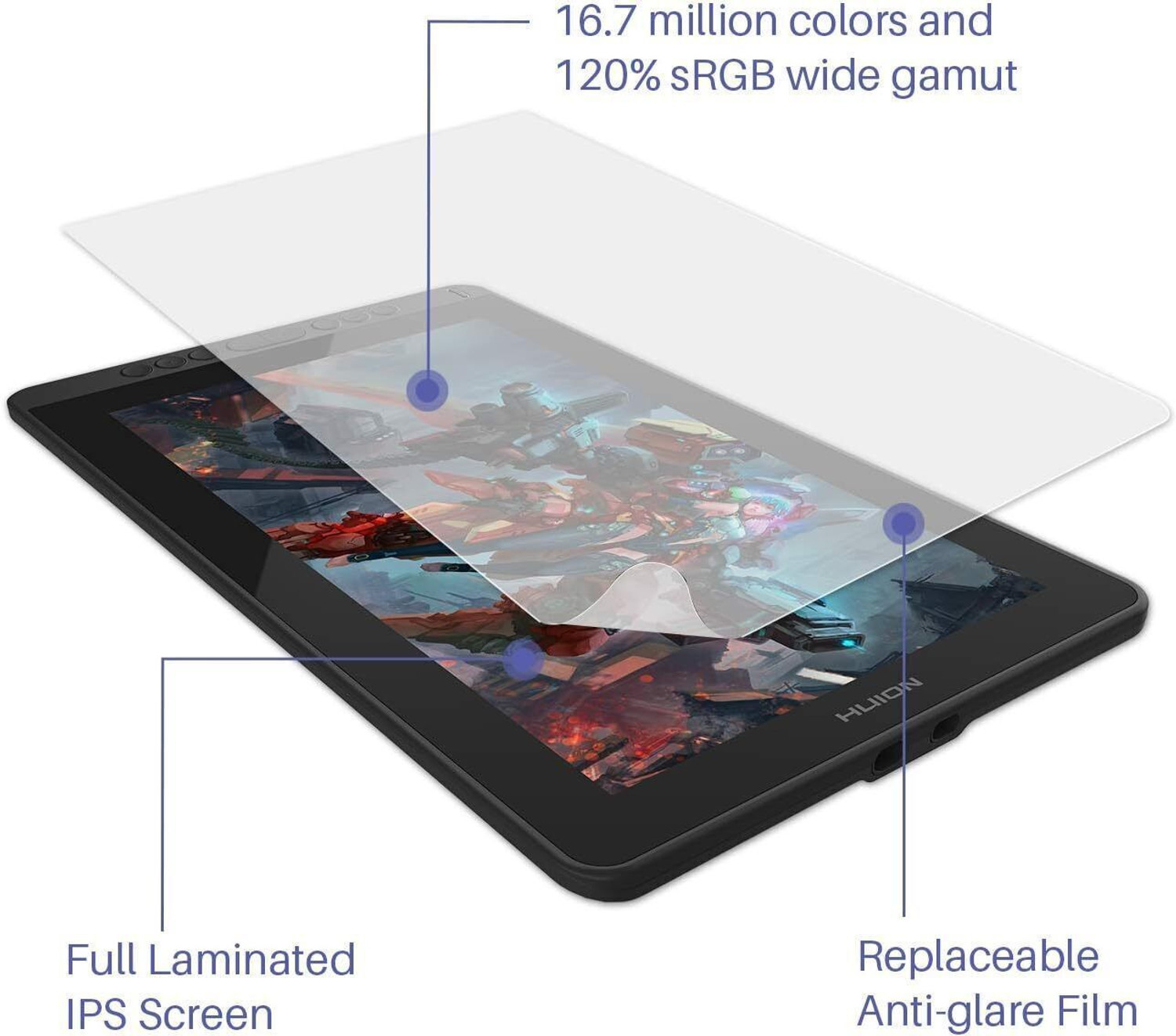 Image of HUION Kamvas 13 11.57 x 6.5 inch Graphics Tablet Connectivity - USB