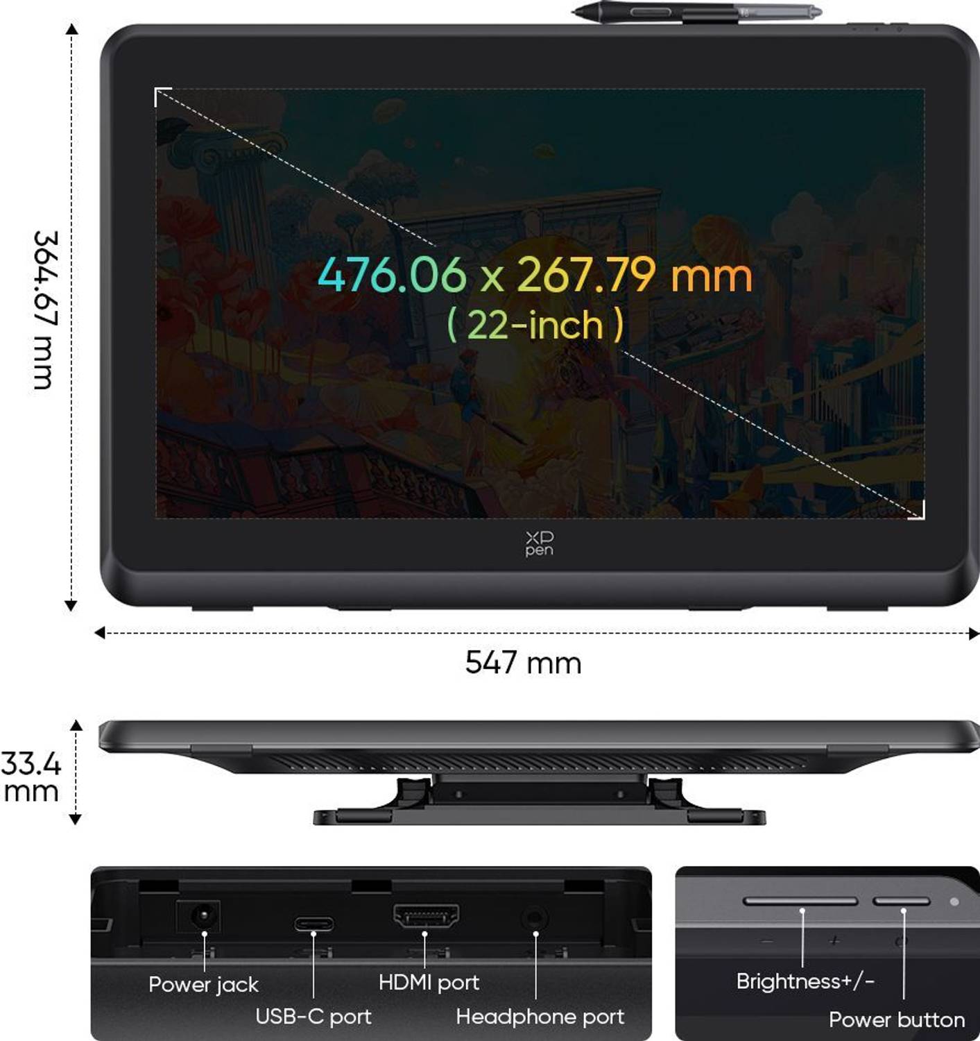 XP Pen Artist 22 Plus Drawing Display 18.7 x 10.5 inch Graphics
