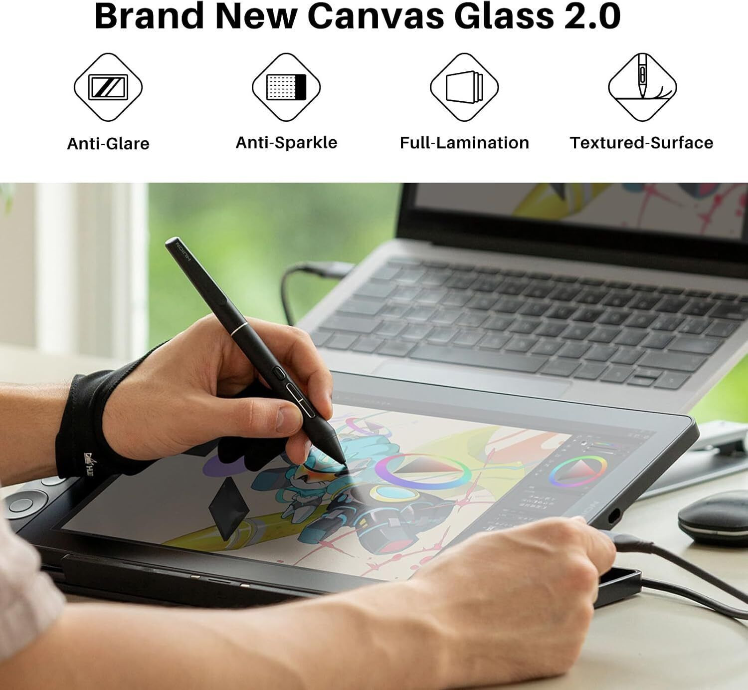 Image of HUION GS1333 Kamvas 13 (Gen3) 11.57 x 6.5 inch Graphics Tablet Connectivity - USB (Black)