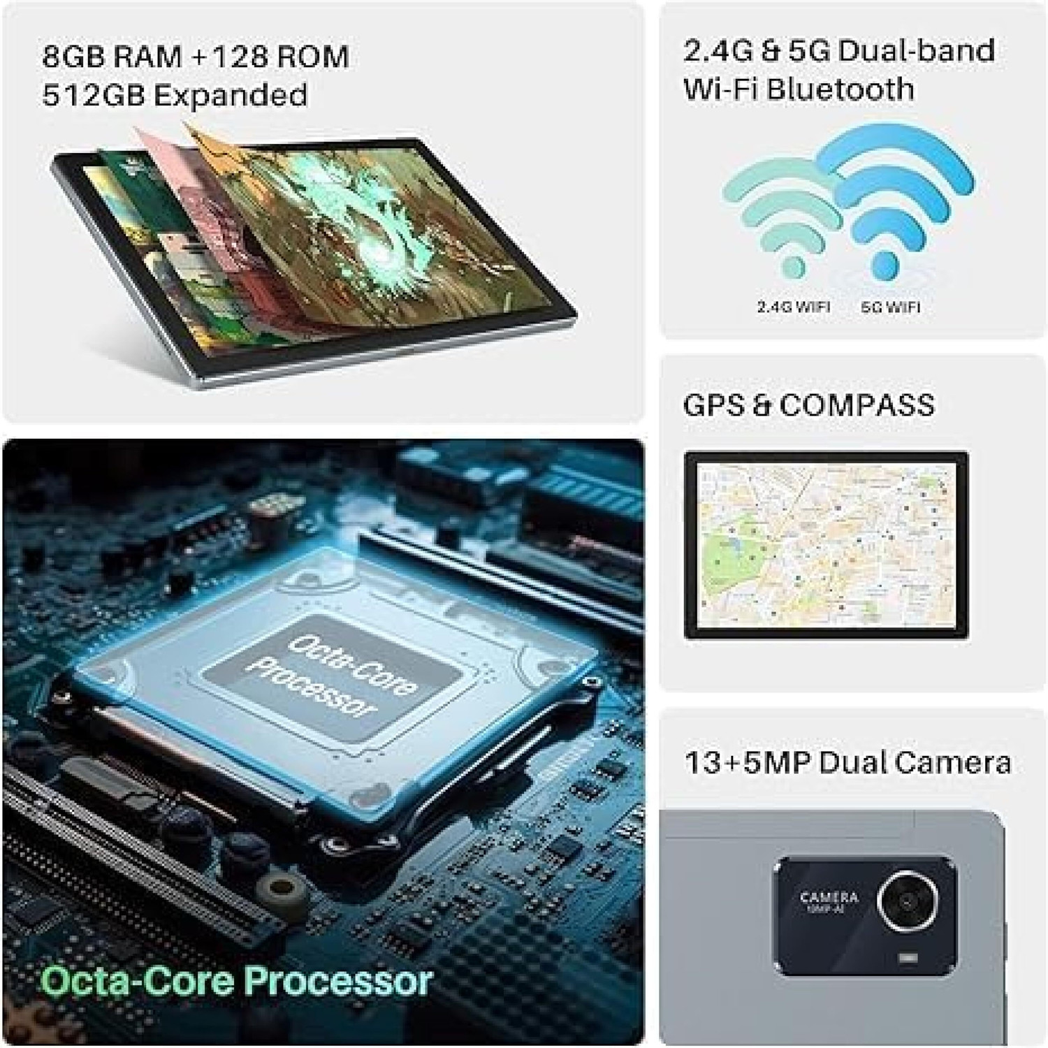 Image of HUION KSLATE10-8128-W Kamvas Slate 10 8GB+128GB 10.1 inch WiFi Tablet with Stylus & Case 8.5 x 5.3 inch Graphics Tablet Connectivity - Wireless