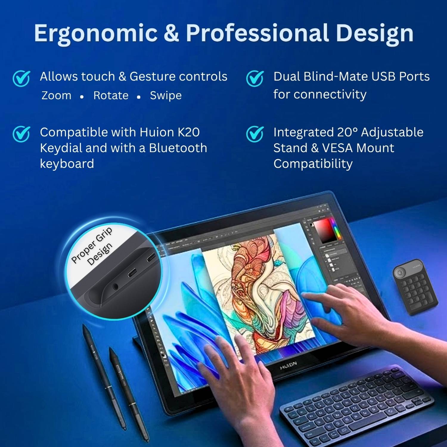 HUION GT1902 Kamvas Pro 19 4K 12 x 36 inch Graphics Tablet