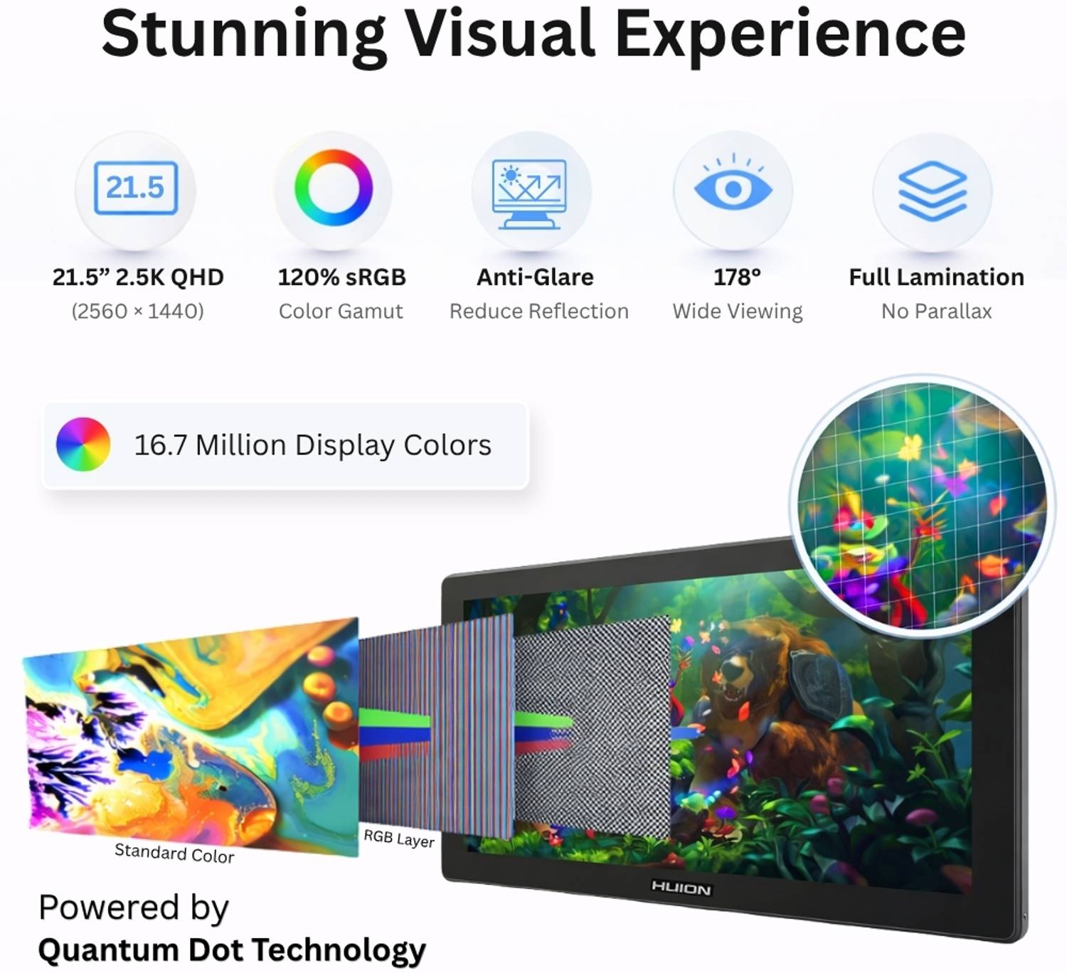 HUION RDS-220 KAMVAS Pen Display 21.5 x 12.7 inch Graphics Tablet