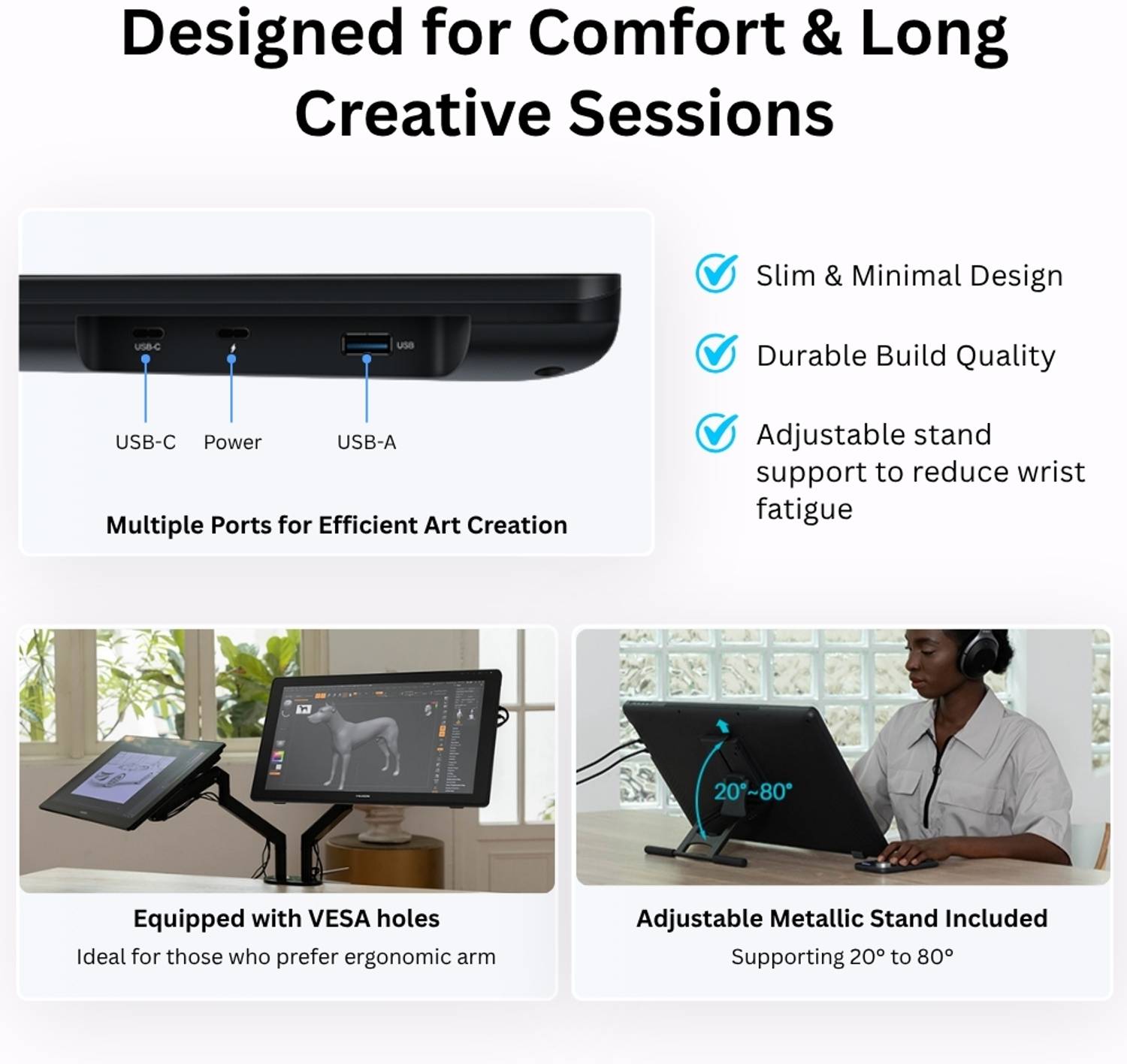 HUION RDS-220 KAMVAS Pen Display 21.5 x 12.7 inch Graphics Tablet