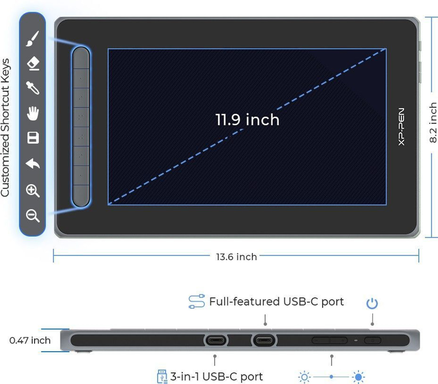 Image of XP Pen Artist 12 2nd Gen Display Tablet 11.9-inch Pen Tablet with tilt support, 8 shortcut keys, Artist 12 2nd Gen Display Tablet 9.84 x 5 inch (Pink, Connectivity - USB) 9.84 x 5 inch Graphics Tablet Connectivity - USB