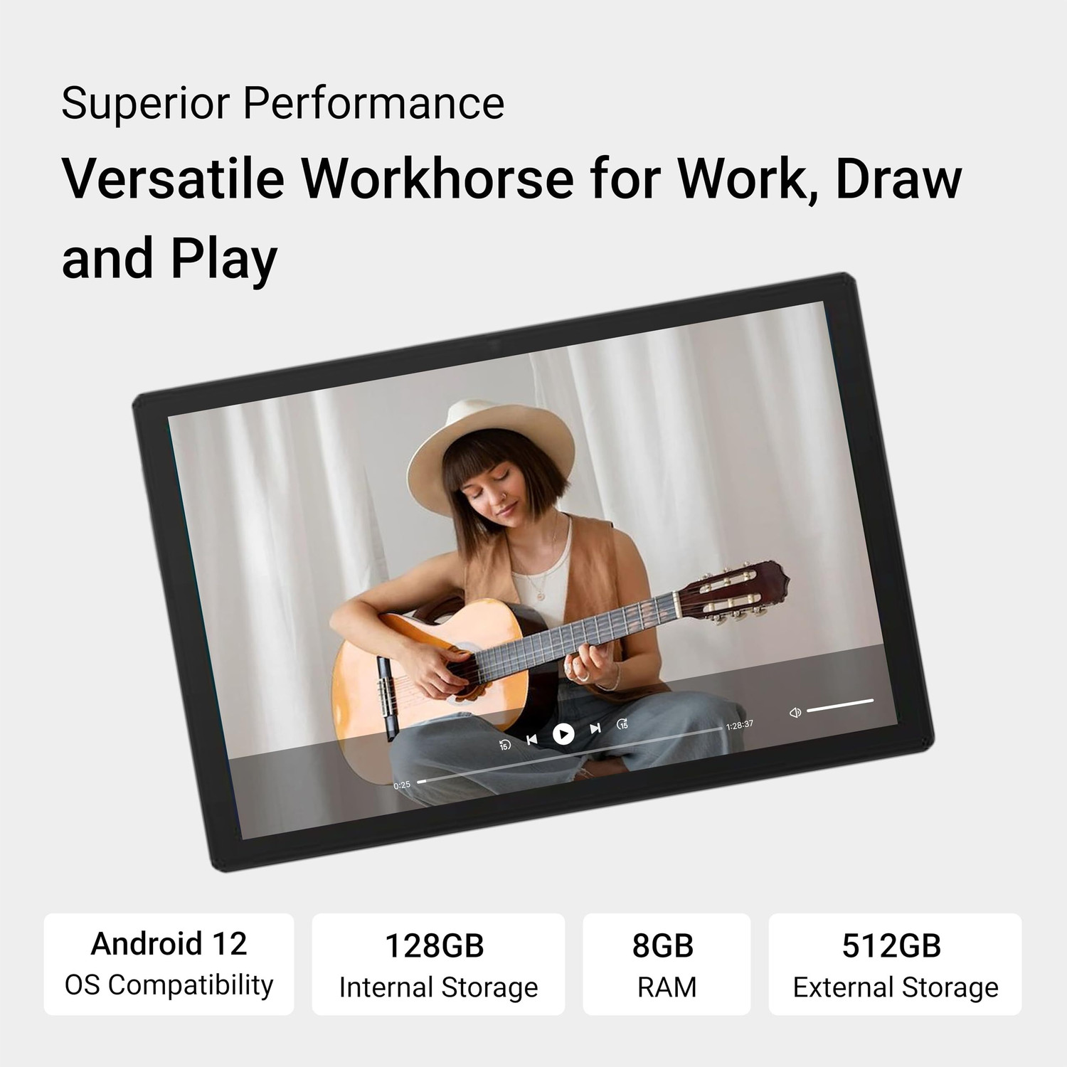 Image of HUION KSLATE10-8128-W Kamvas Slate 10 8GB+128GB 10.1 inch WiFi Tablet with Stylus & Case 8.5 x 5.3 inch Graphics Tablet Connectivity - Wireless