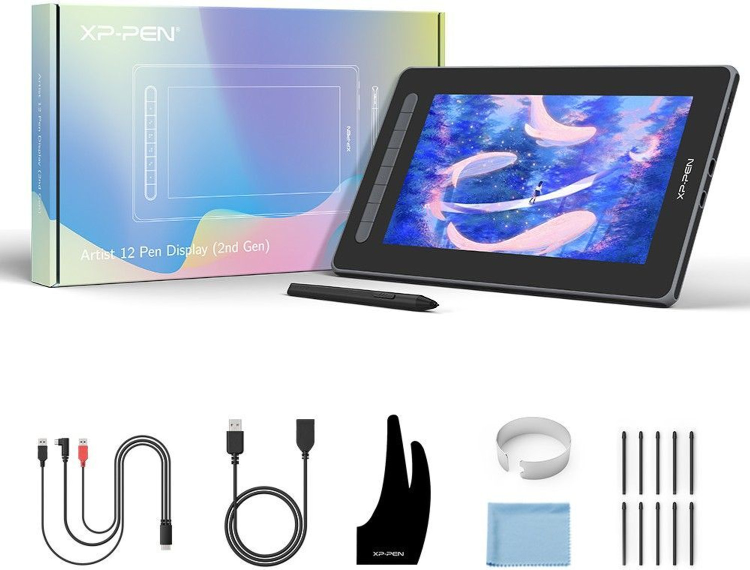 Image of XP Pen Artist 12 2nd Gen Display Tablet 11.9-inch Pen Tablet with tilt support, 8 shortcut keys, Artist 12 2nd Gen Display Tablet 9.84 x 5 inch (Pink, Connectivity - USB) 9.84 x 5 inch Graphics Tablet Connectivity - USB