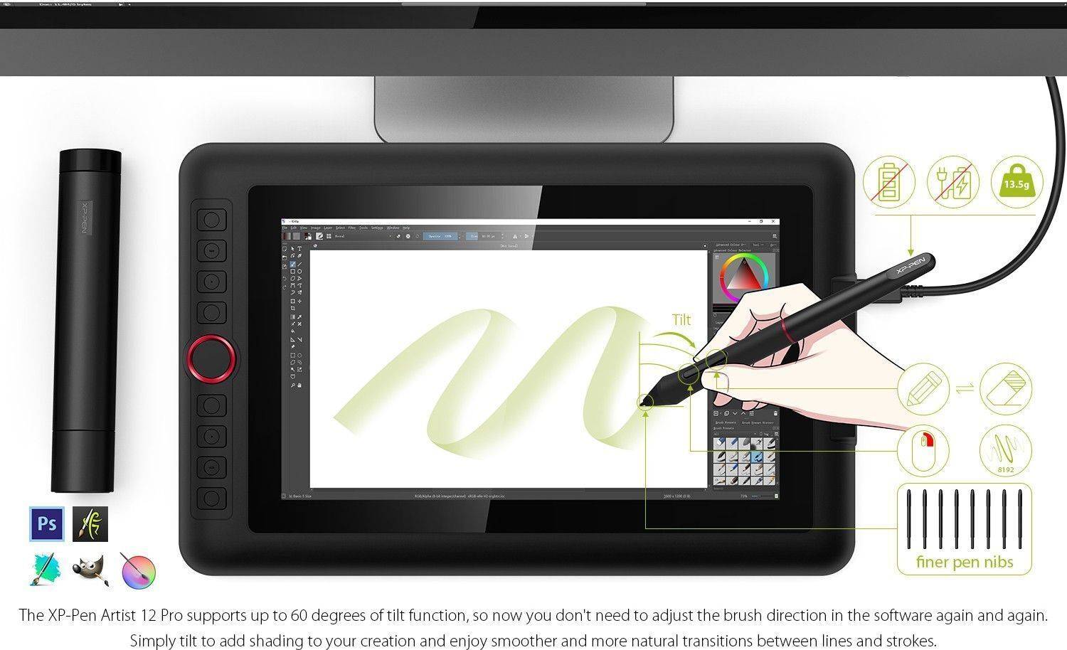 XP Pen Artist12 Pro Drawing Monitor Pen Display 12 inch Graphics