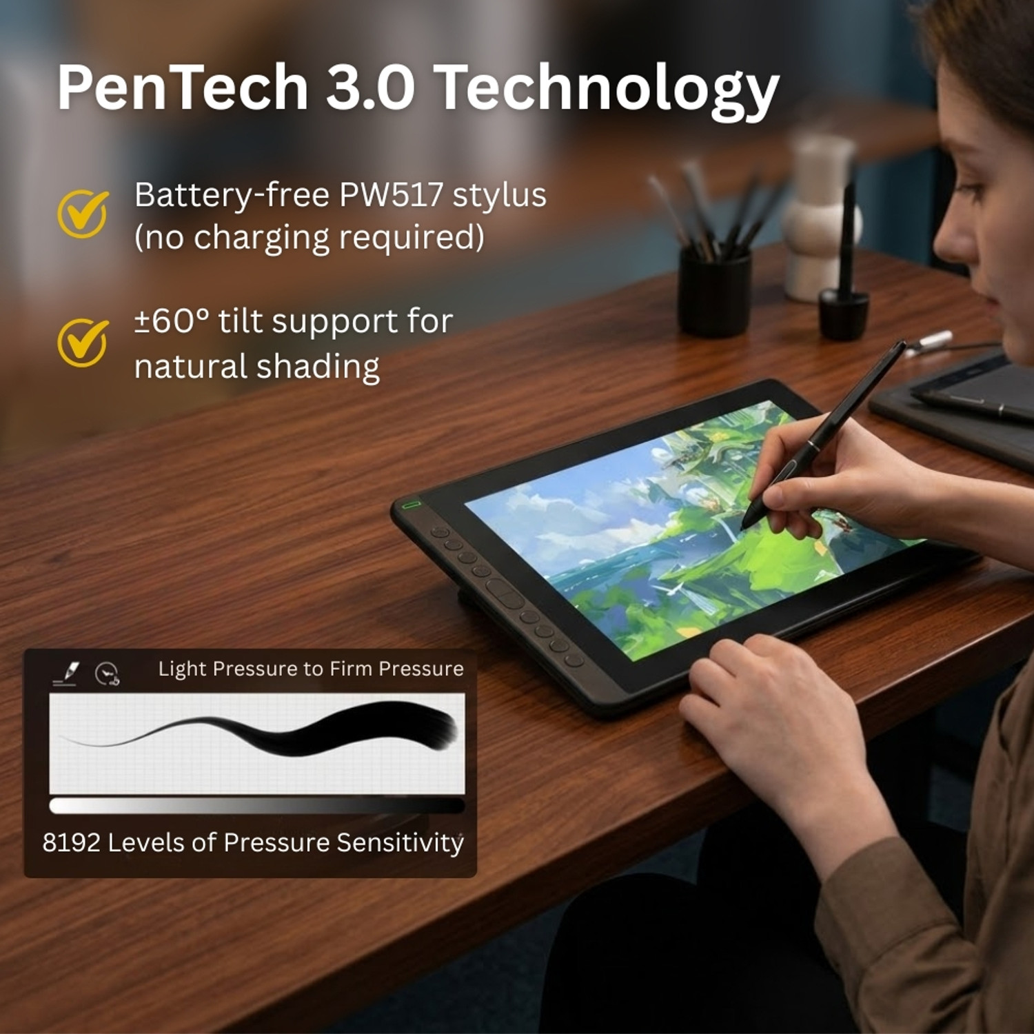 Image of HUION RDS-160 Kamvas Display Tablet 15.6 inch 15.6 x 10.3 inch Graphics Tablet Connectivity - USB