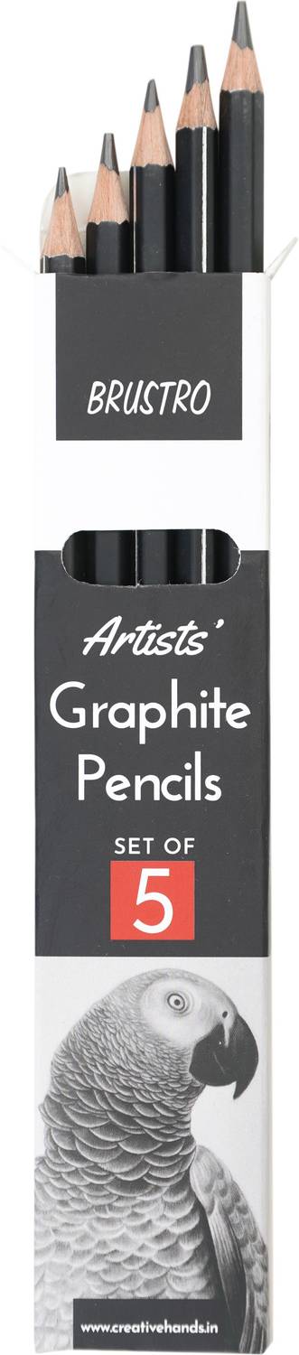 BRuSTRO Artists' Graphite Pencil|Set of 5(2B,4B,6B,8B,10B)|Pre-Sharpened,Break-resistant Pencil