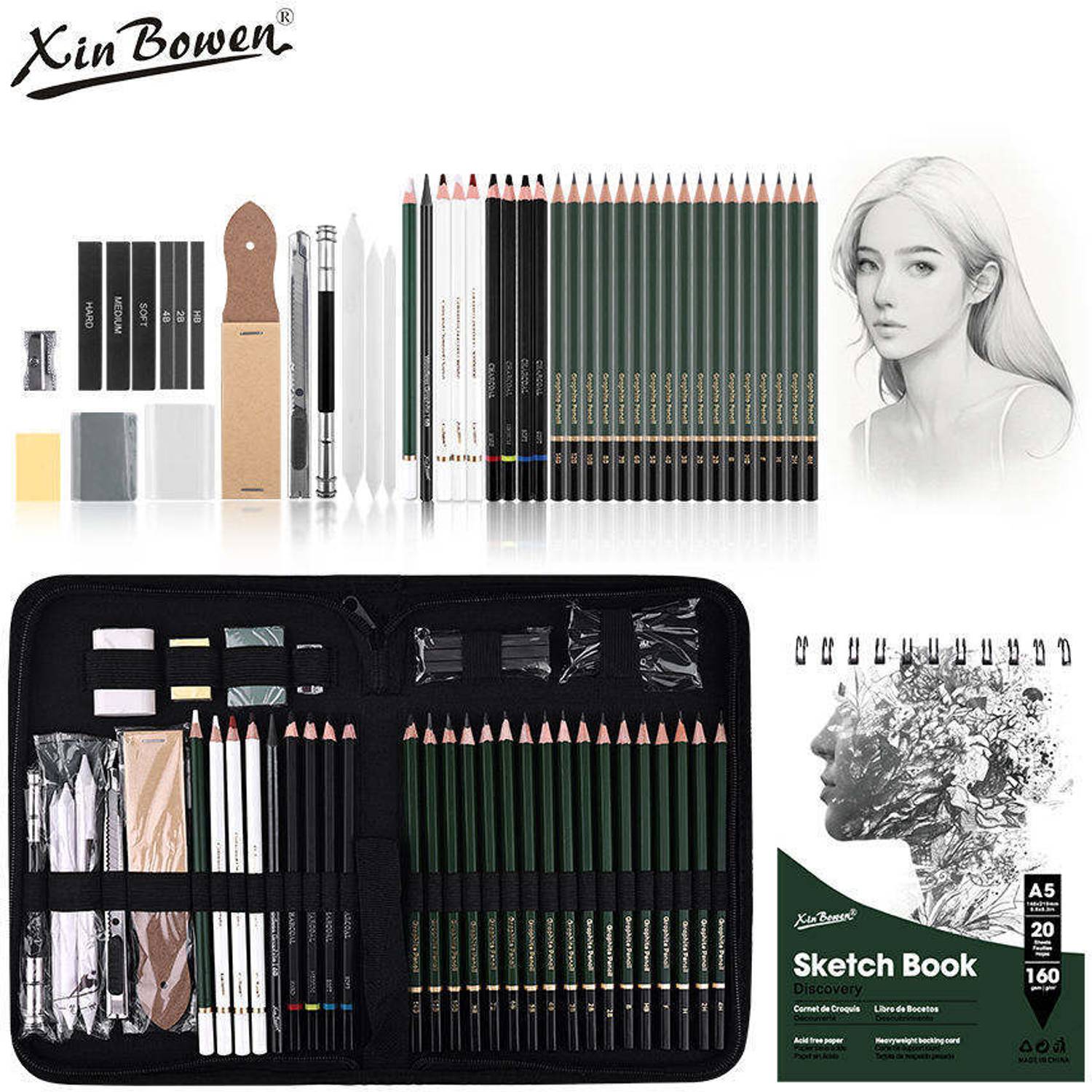Xin Bowen 43 Pcs Sketching and Drawing Kit - Image 1