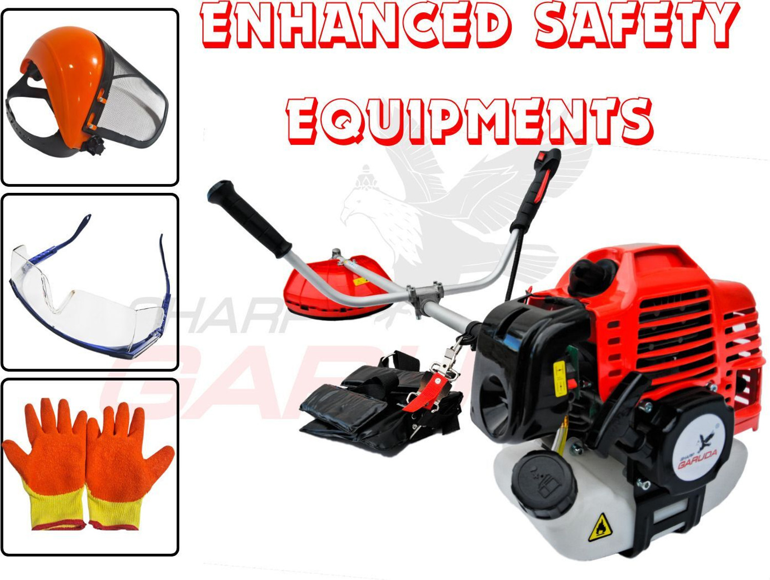 Image of Sharp Garuda Brush Cutter Machine|43CC 2Stroke Sidepack|Shoulder type Crop Cutter Machine Fuel Grass Trimmer